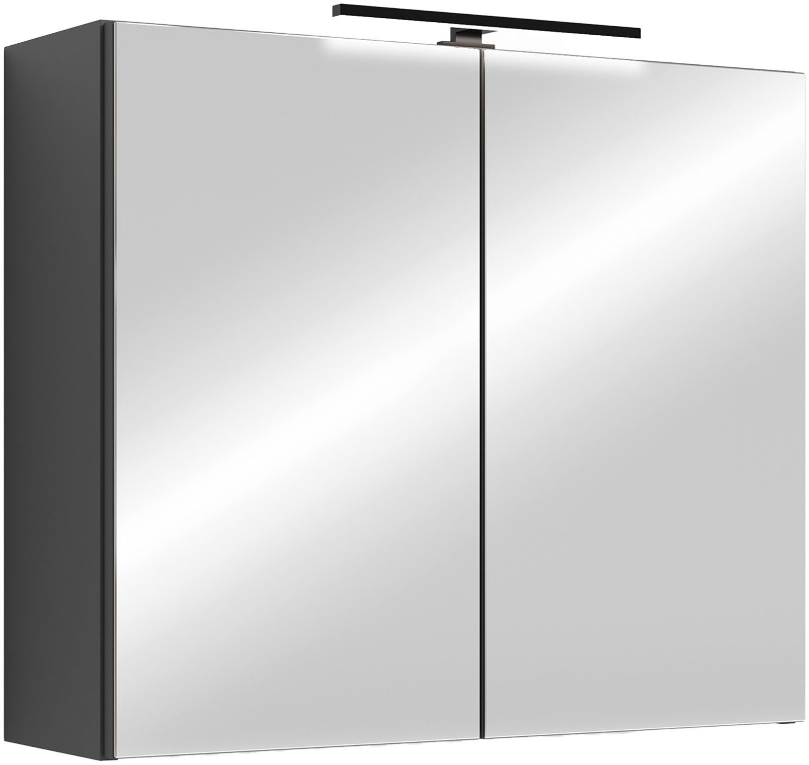 byLIVING Spiegelschrank Serie Spree, in vielen Breiten erhältlich Soft-Close, LED Beleuchtung mit Schalter- und Steckdosenbox