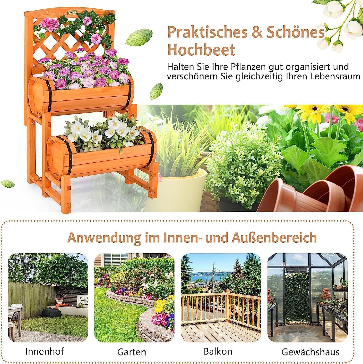 Erhöhte Pflanzgefäße Mit Beinen – Hochbeet-Kästen Für Terrasse & Balkon, Zum Pflanzen Von Blumen, Gemüse, Tomaten, Kräutern