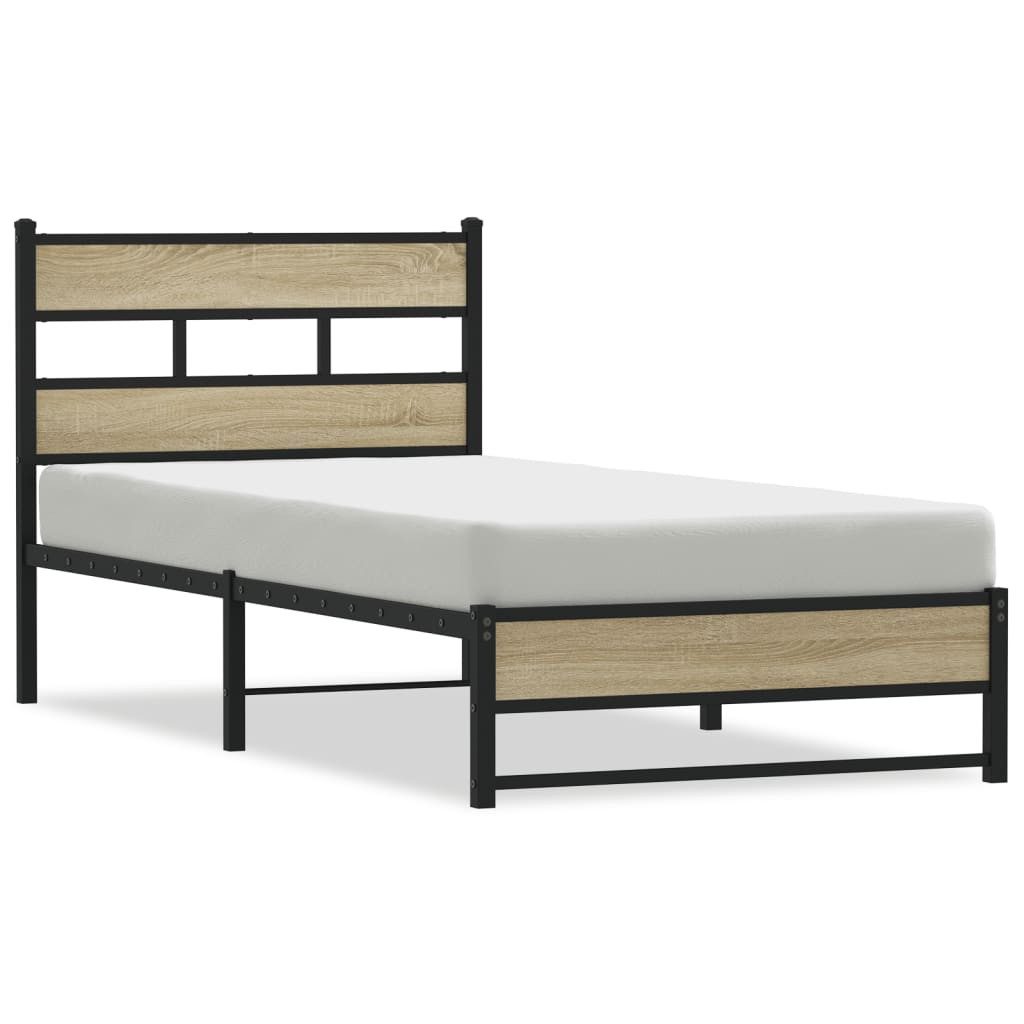 vidaXL Bett Metallbett ohne Matratze Sonoma-Eiche günstig online kaufen