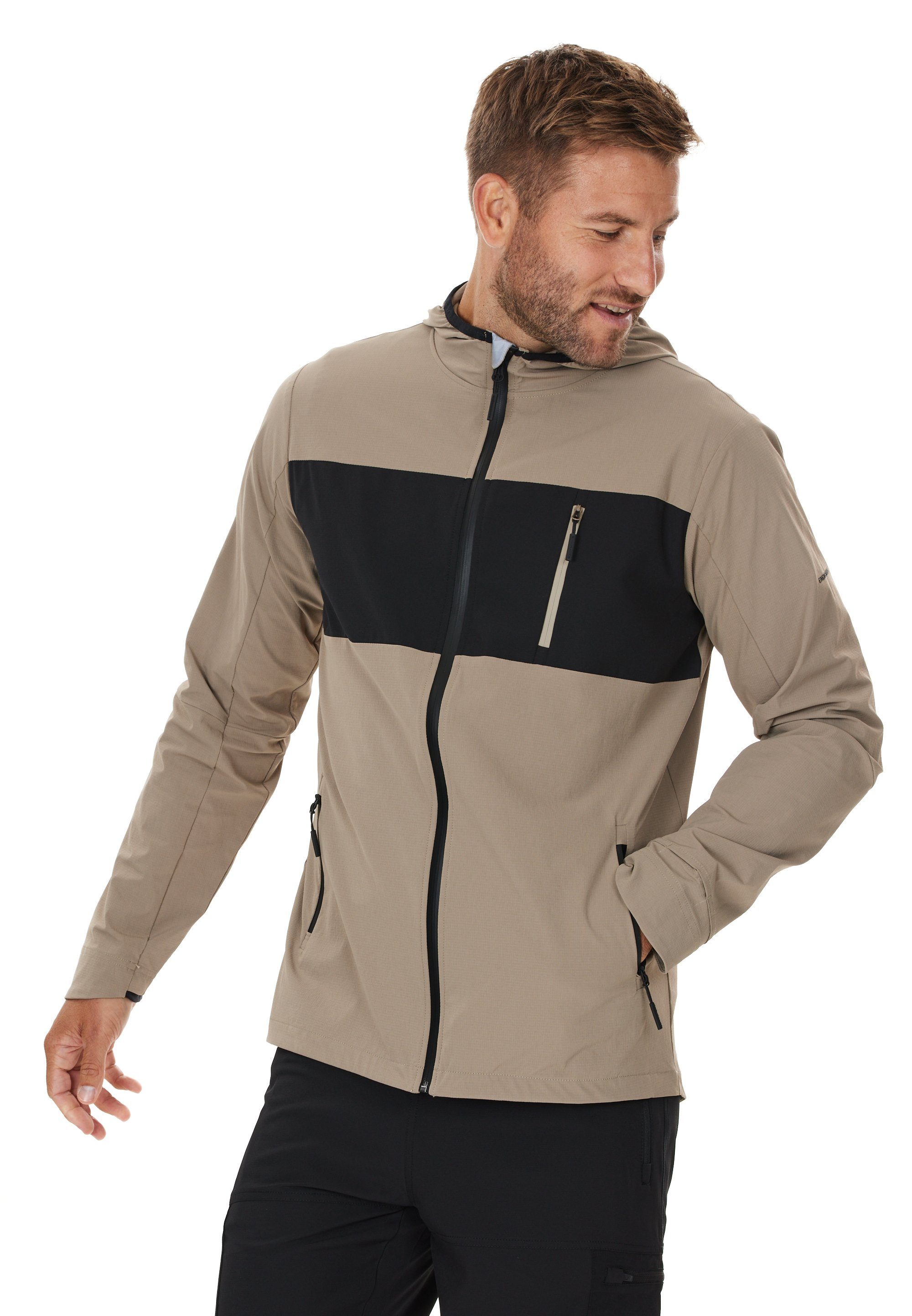 beige-schwarz ENDURANCE mit Reißverschluss Tellent Laufjacke wasserabweisendem