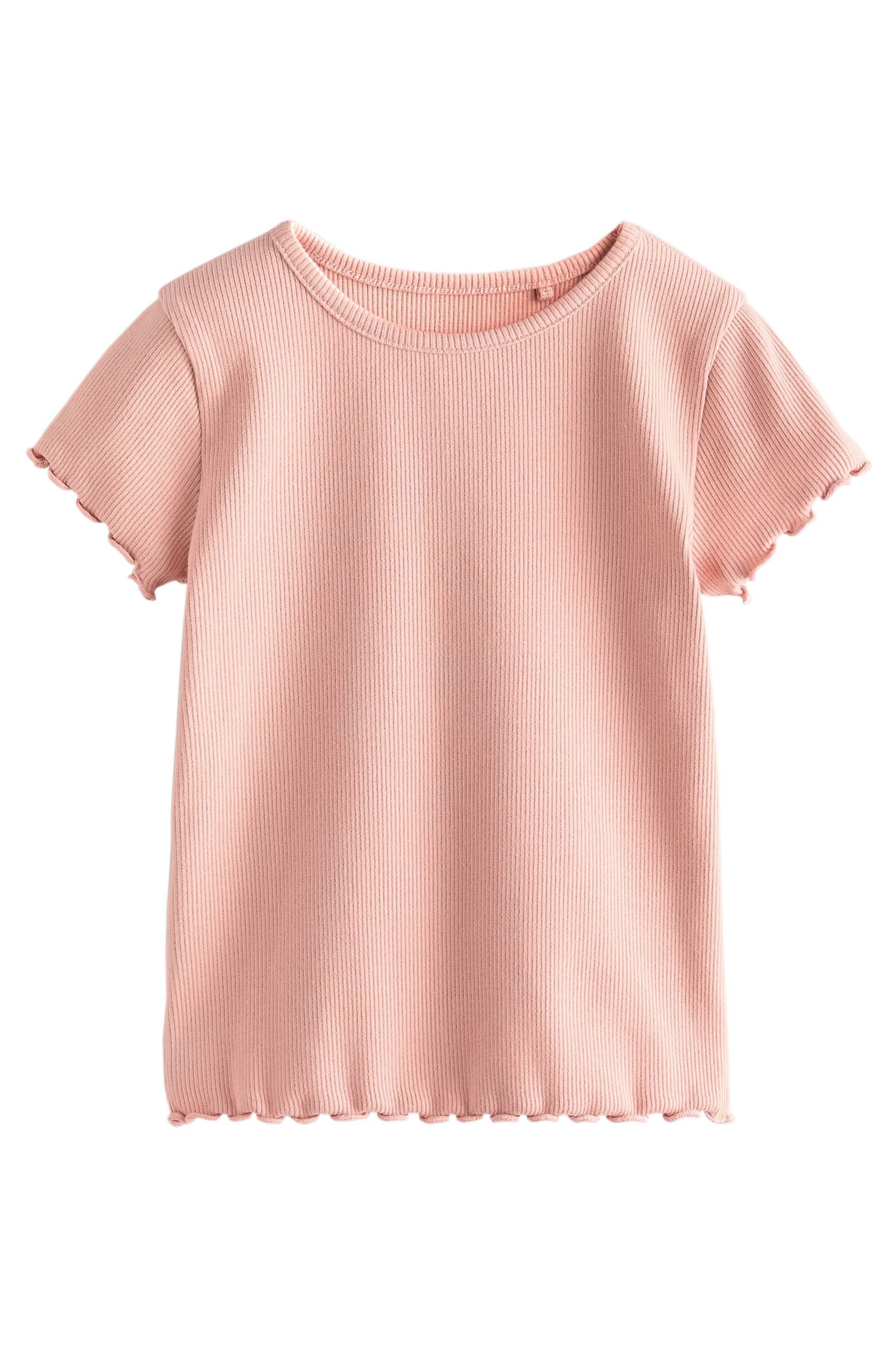 Next T-Shirt Gerippte kurzärmelige Oberteile, 5er-Pack (5-tlg) – Bild 4 von 5