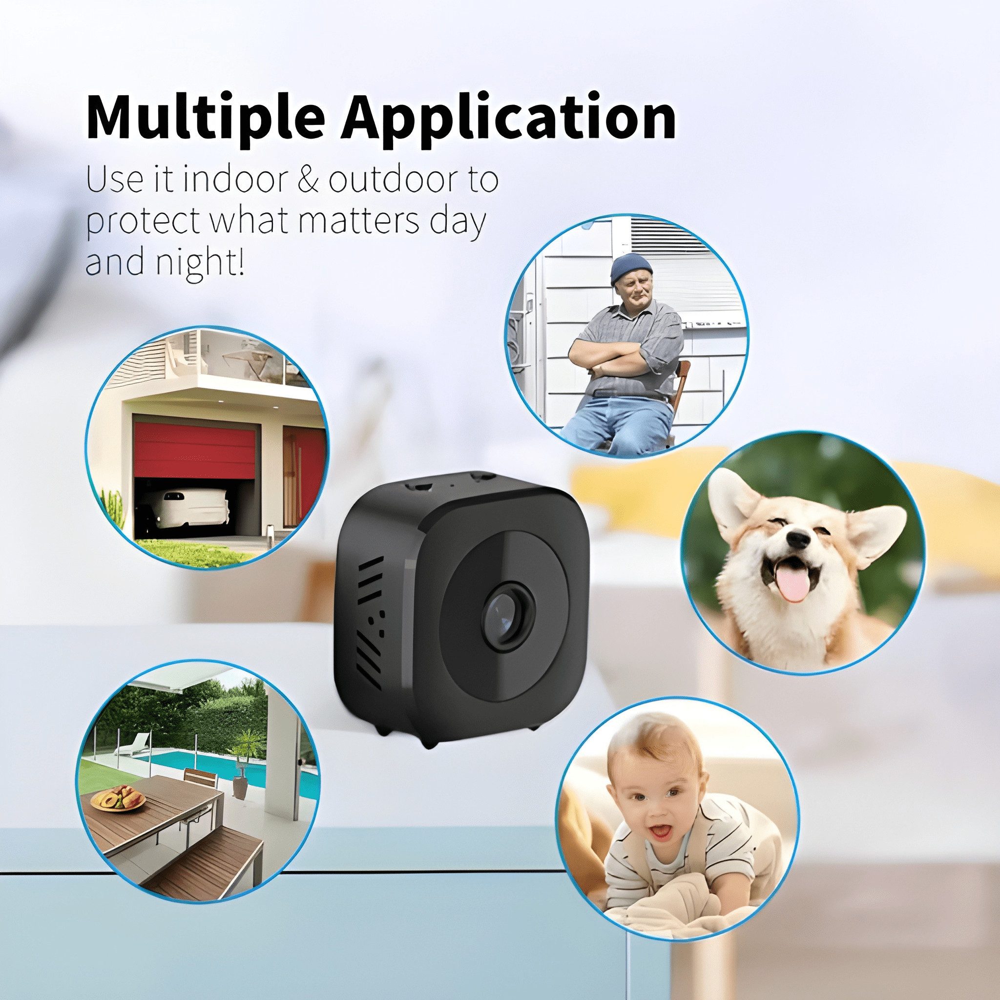 Athlix Überwachungskamera Mini-Überwachungskamera 4K FullHD WiFi-Überwachung Bewegungserkennung (Innen, Infrarot, Nachtsicht, Wasserdicht, 2-Wege-Audio)