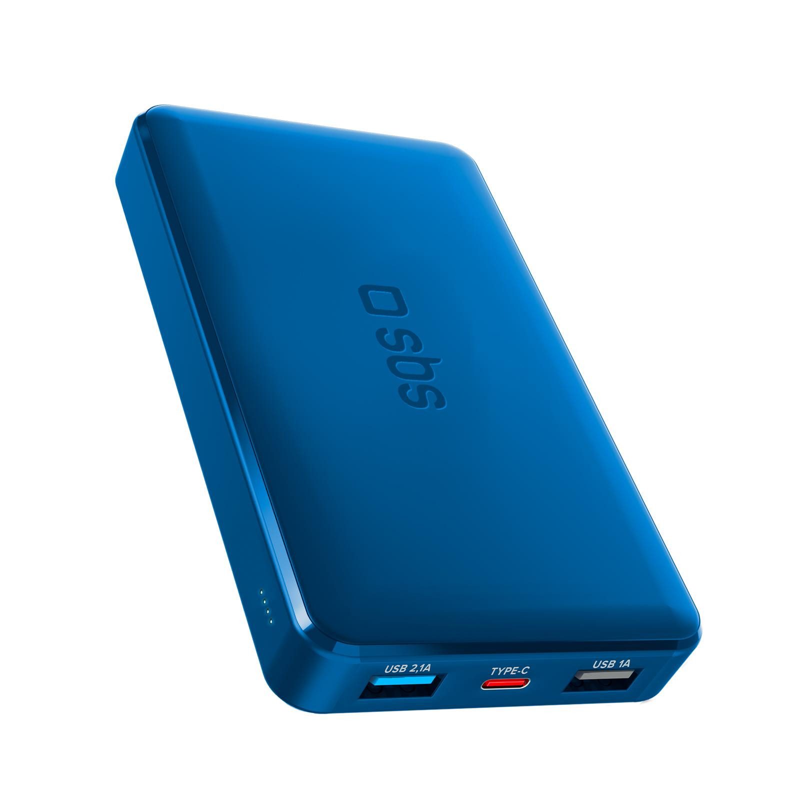 Powerbank fast charge mit 10.000 mAh und 2 USB Hellblau Solar Powerbank