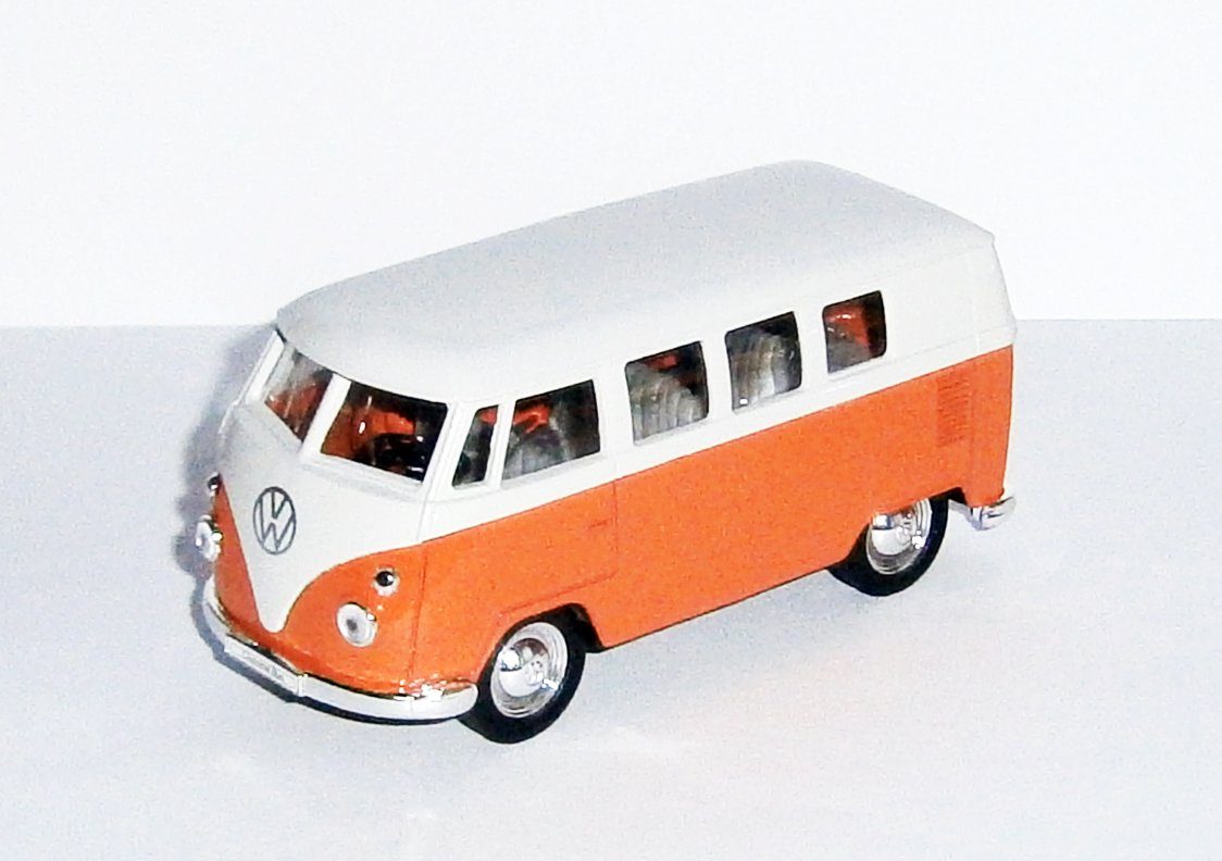 Welly Modellbus VOLKSWAGEN T1 Bus 1963 VW Modell Metall Modellauto 08 (Orange), Modellbus Spielzeugauto Auto Kinder Geschenk