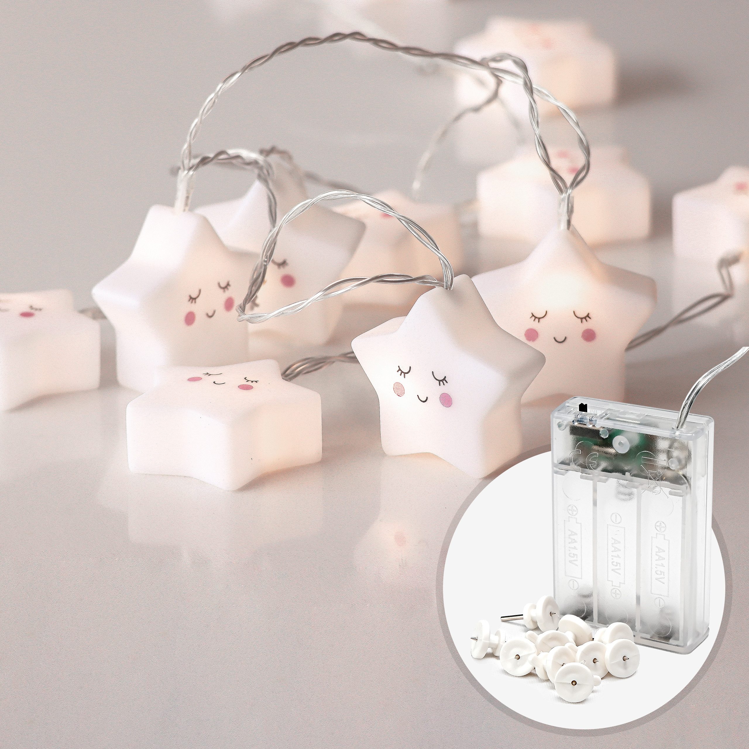 COZY HOME LED-Lichterkette Sternen Batterie und Stecker, 20 LED I 5m I Warm günstig online kaufen