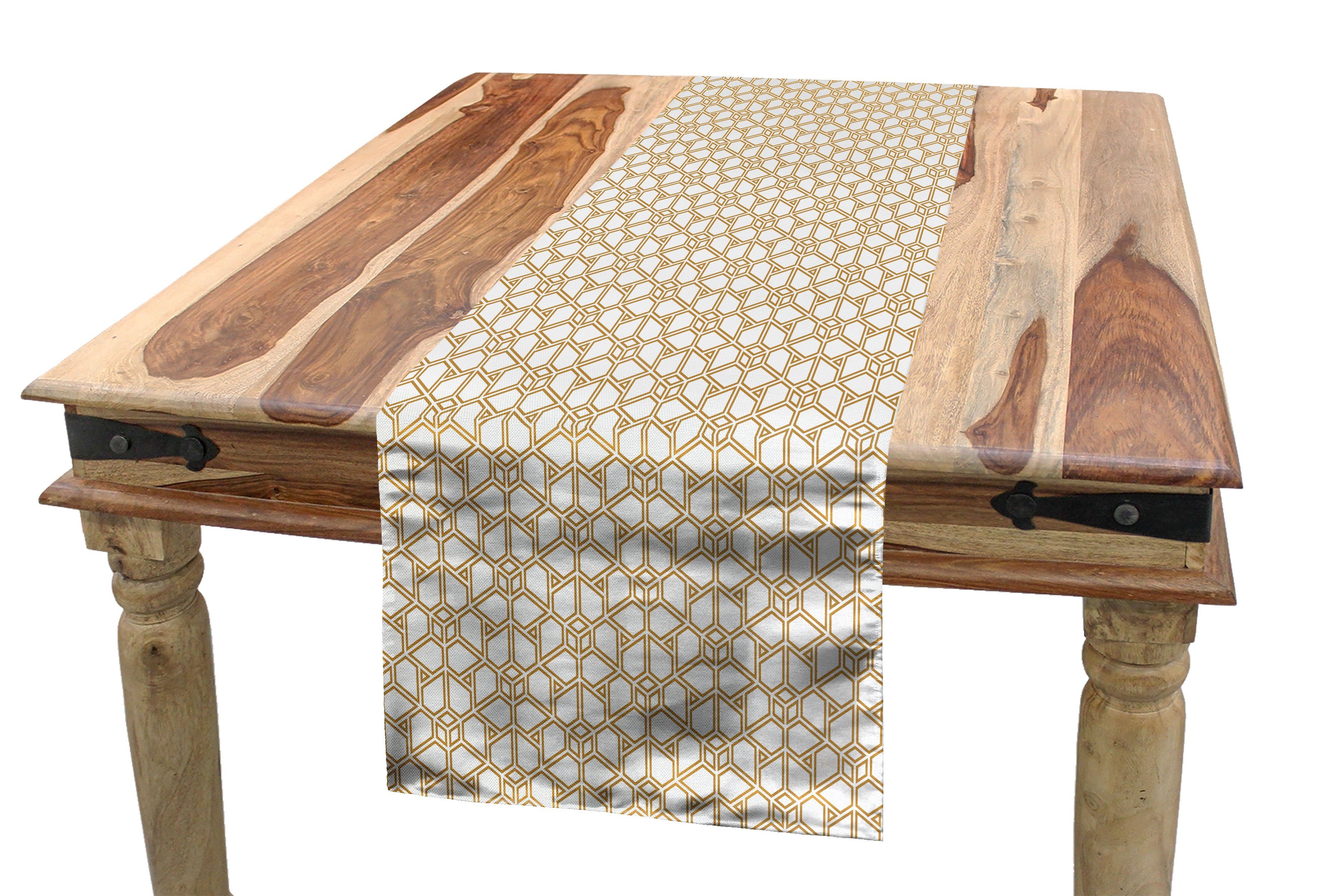 Abakuhaus Tischläufer Esszimmer Küche Rechteckiger Dekorativer Tischläufer, Geometrische Rhombus Mosaik-Muster