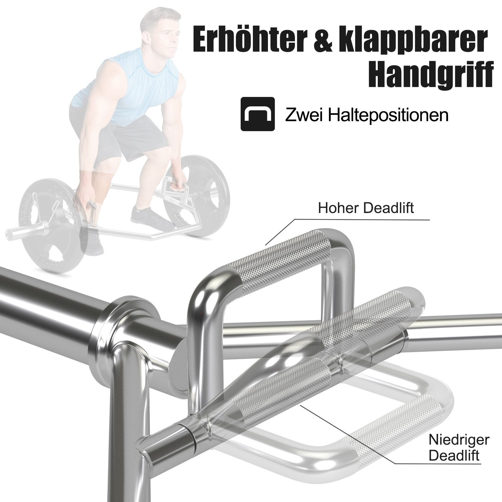 COSTWAY Langhantel, Olympische Trap Bar, 142 cm Hantelstange