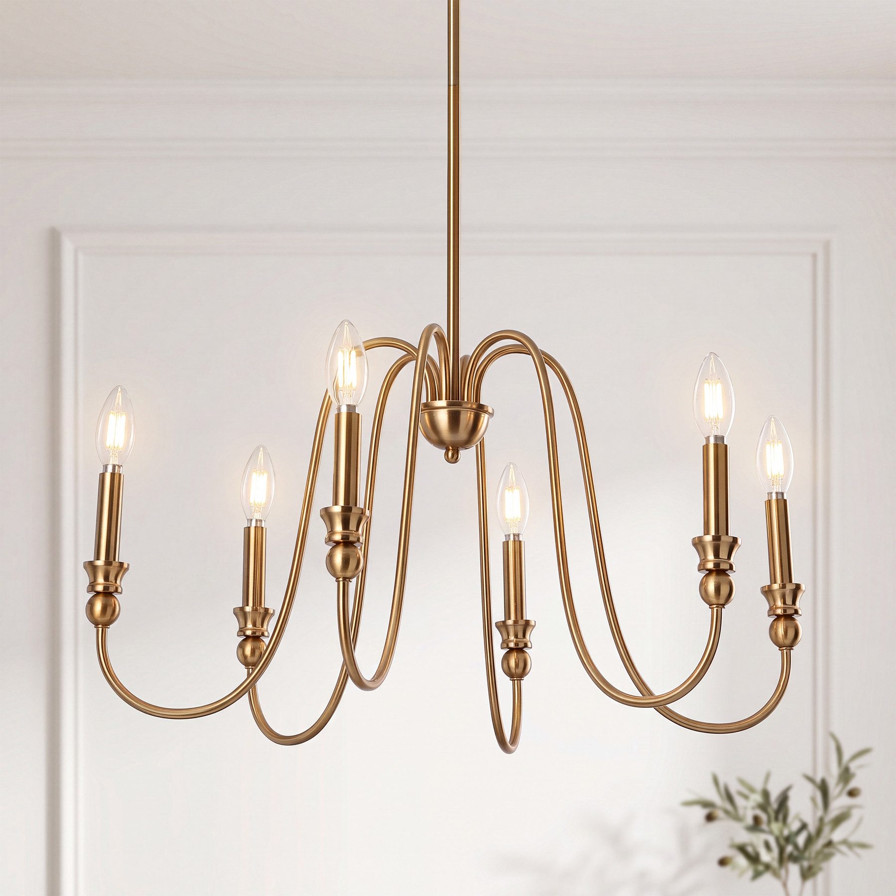 Tribesigns Kronleuchter 6-flammig mit E14-Fassung, ohne Leuchtmittel [Energy Class F], Deckenleuchte im Kerzenstil, Schlafzimmer – moderne, Pendelleuchte