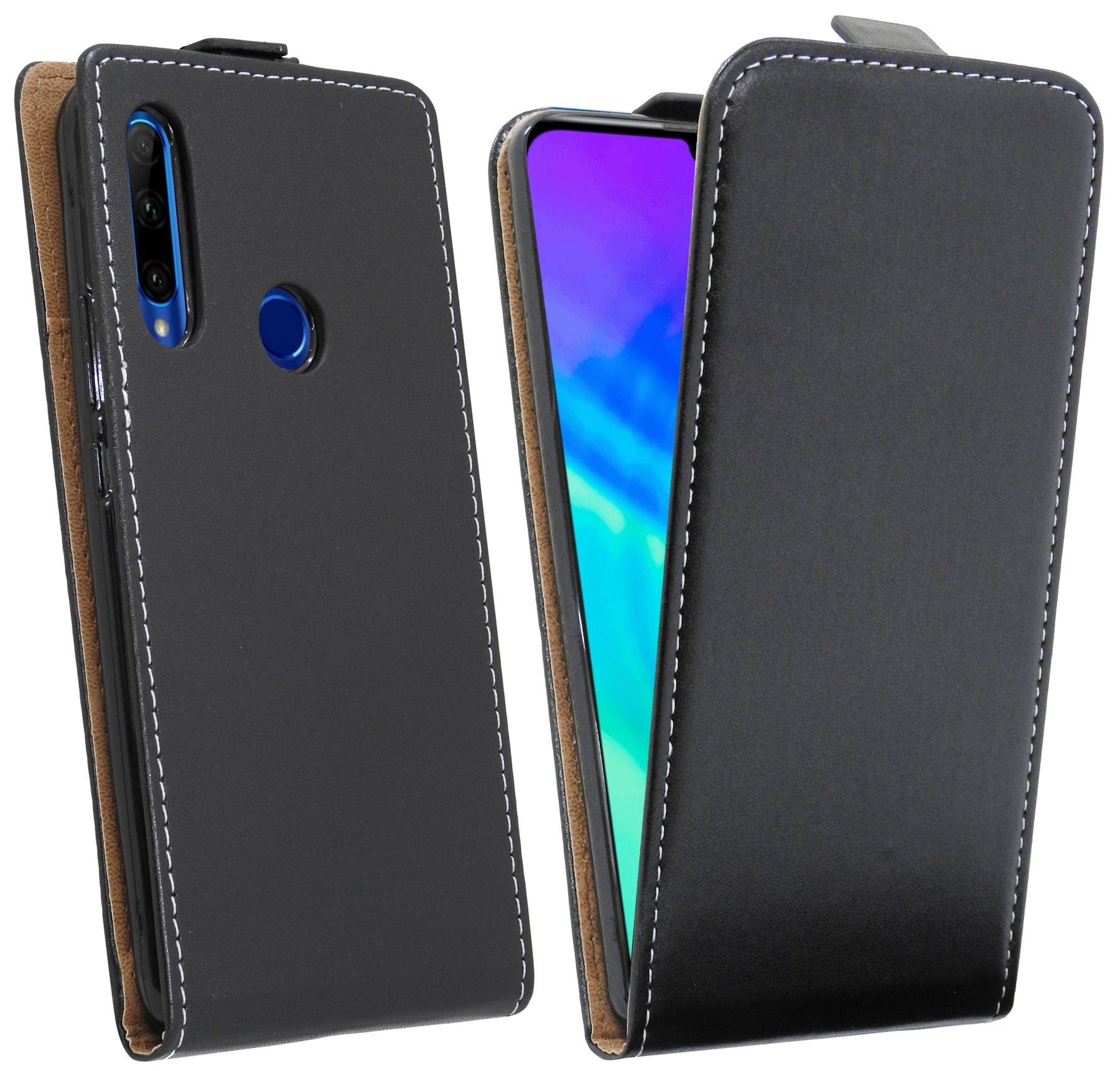 cofi1453 Handyhülle Flip Case für Honor 20 Lite, Schutzhülle Handy Flip Cover Klapptasche Schwarz