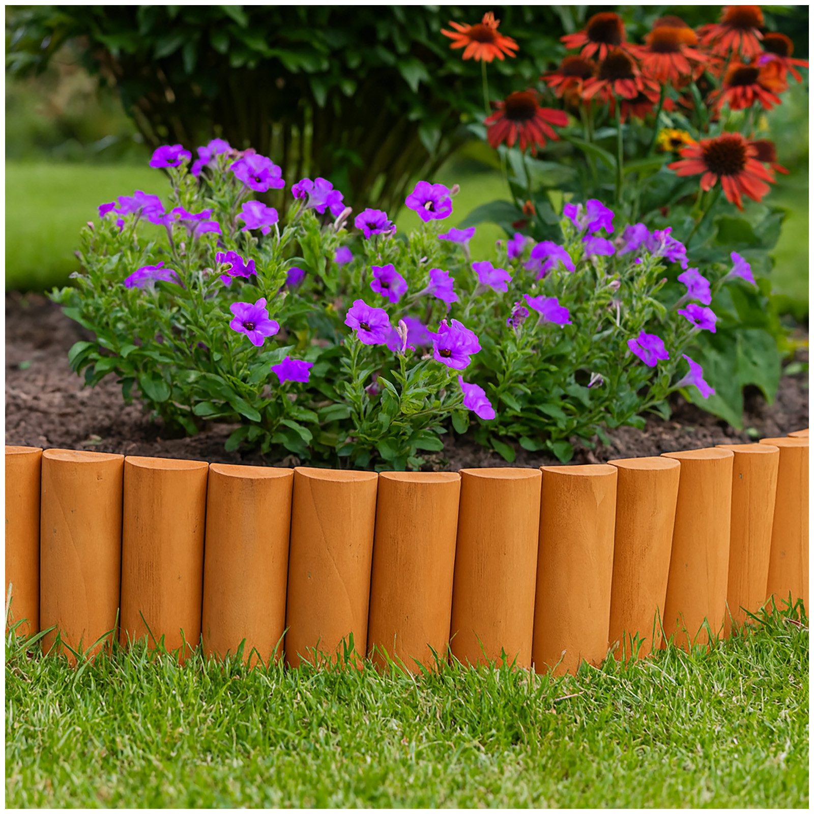 HTI-Living Beetumrandung Beetumrandung Holz halbrund braun, LxH: 240x15 cm, Stück, 1 Beetumrandung, Beetbegrenzung Beeteinfassung Holz