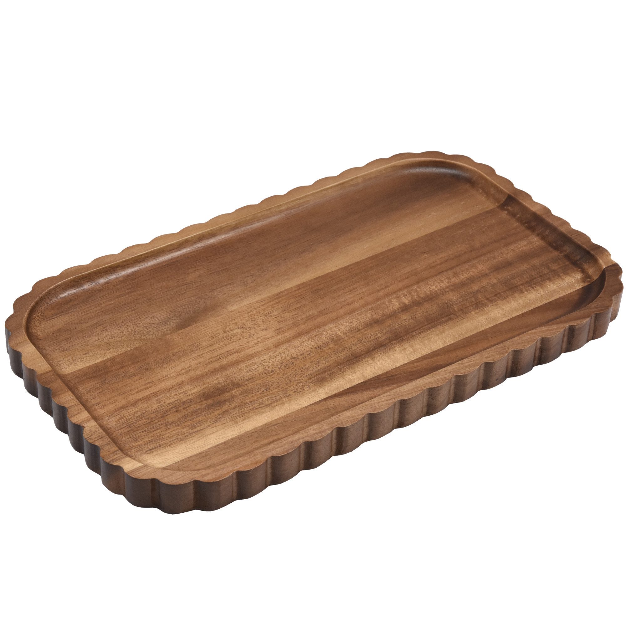 Zoha Servierplatte Holz Servierbrett Wave, handgefertigtes Akazeinholz