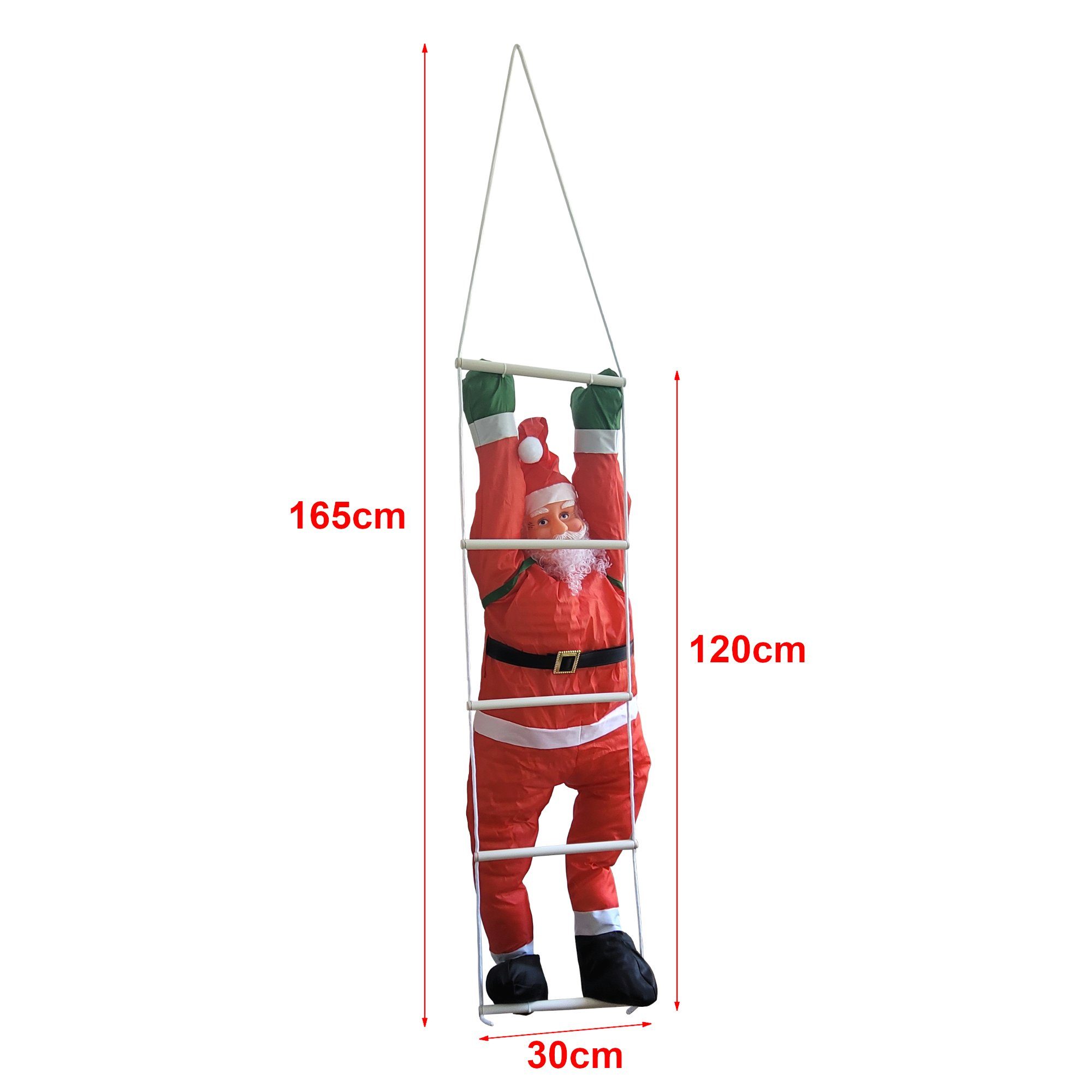 en.casa Weihnachtsfigur, Nikolaus auf Leiter 165cm Weihnachtsdekoration