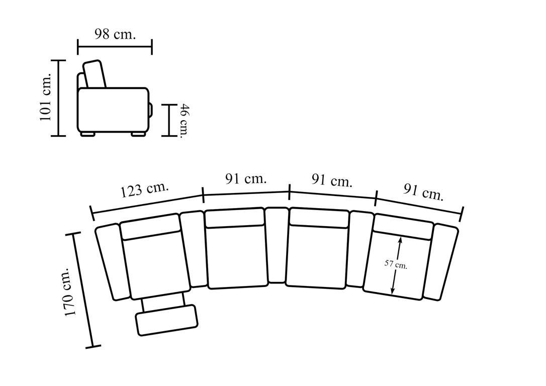 Salottini Loungesofa Elektrisches Recliner Kinosofa Sofa Portland II mit Motoren, 3 Teile, Okin Motoren