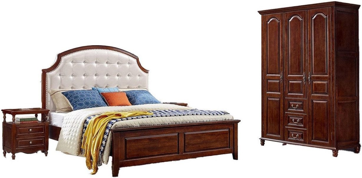 Xlmoebel Schlafzimmer-Set Schlafzimmermöbel-Ensemble mit Doppelbett 2 Nachttischen, (4tlg.Set Bett + 2xNachttische+Kleiderschrank), Hergestellt in Europa