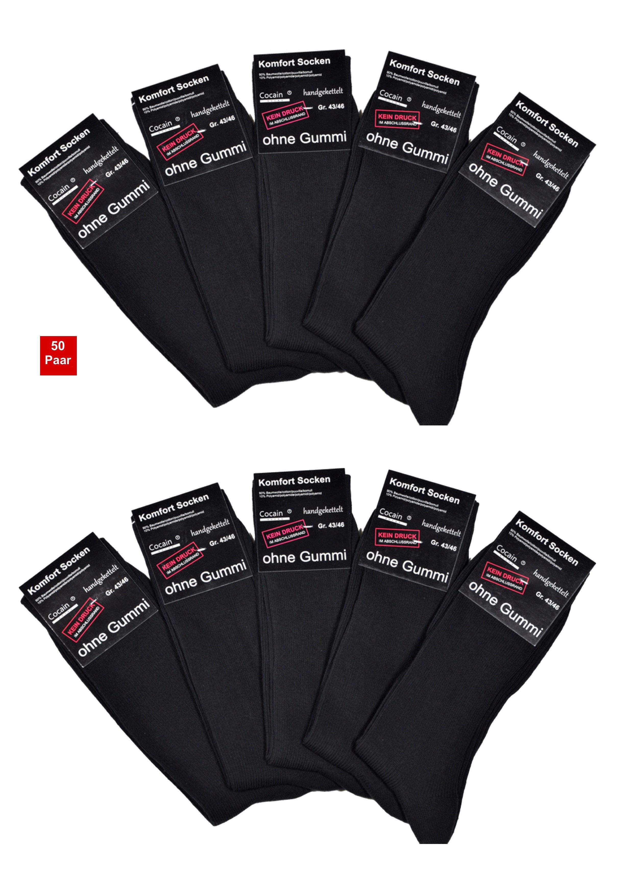Businesssocken 50 Paar Damen Herren Socken schwarz ohne Gummi Diabetiker Socken 100