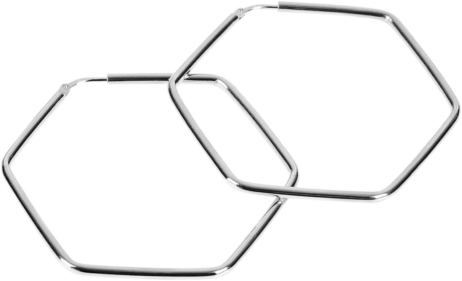 modabilé Paar Creolen Schmuck Geschenk Silber 925 Ohrringe Hexagon (inkl. Putztuch)