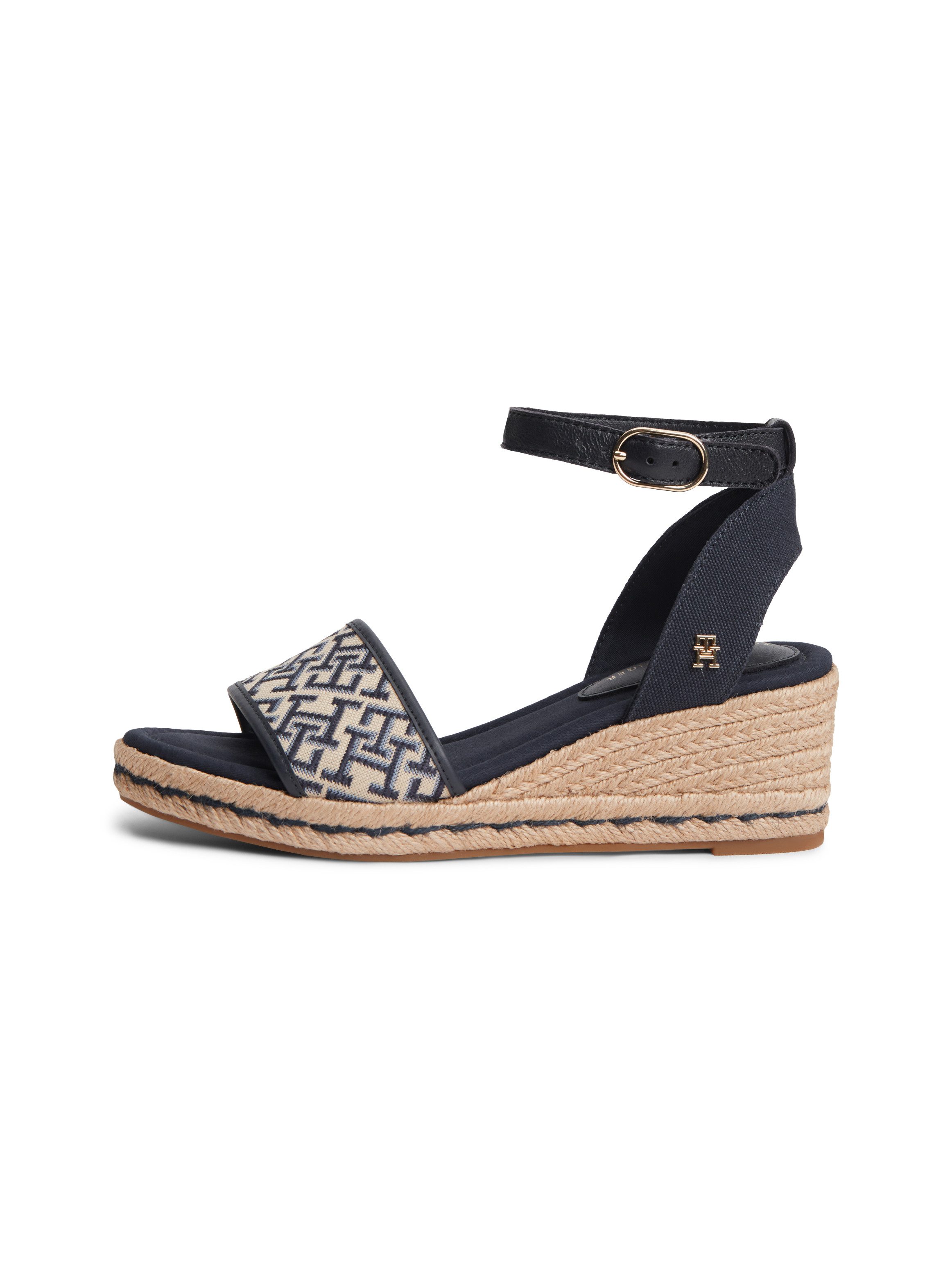 Tommy Hilfiger TH MID ESPAD WEDGE JACQUARD Keilsandalette Sommerschuh, Riemchensandale mit kontrastreicher TH-Stickerei – Bild 5 von 5