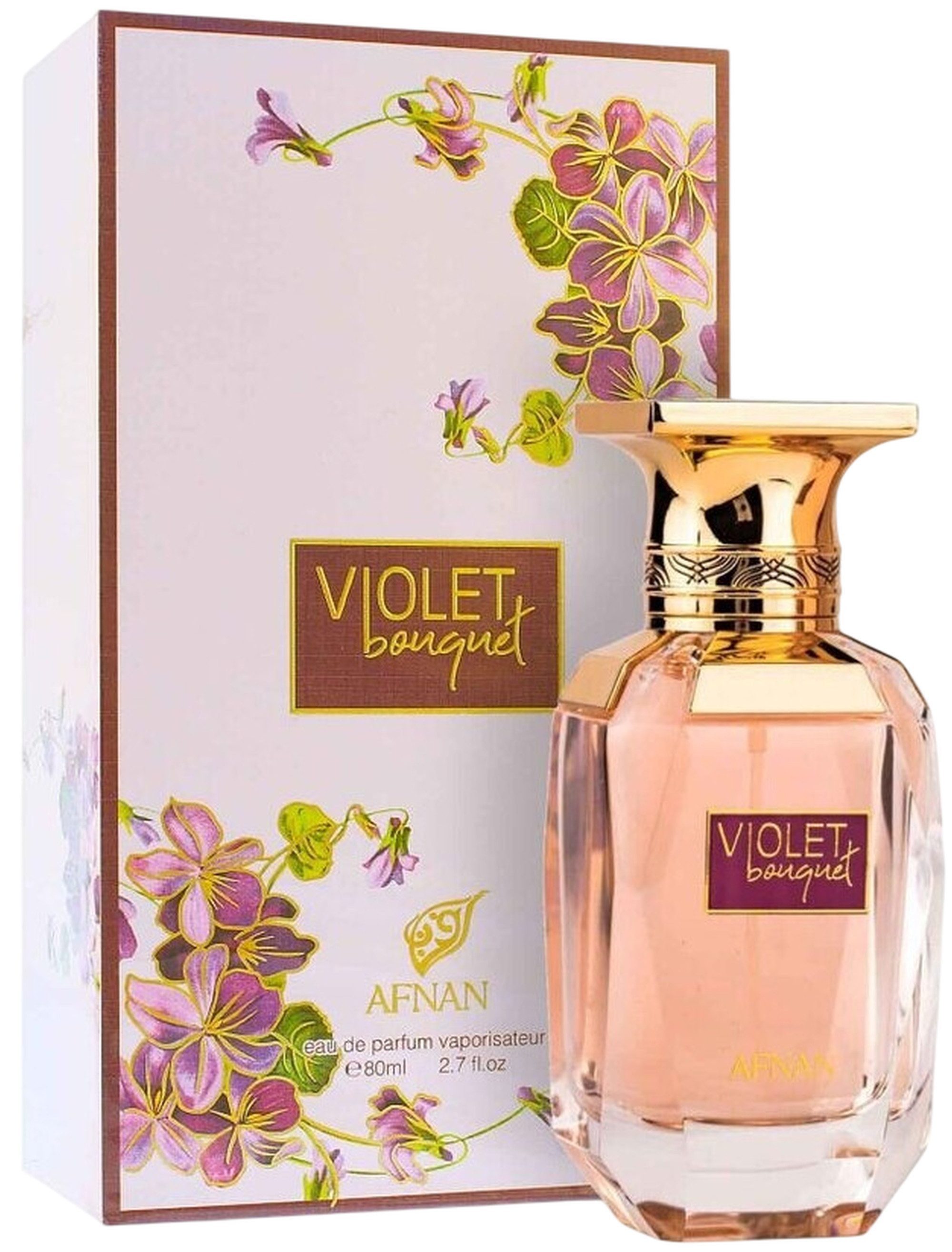 Afnan Duft-Set Violet Bouquet Eau de Parfum (EDP) Damen Spray, Süß-würziger Duft mit Safran, Karamell, Amber und Pflaumenflechte