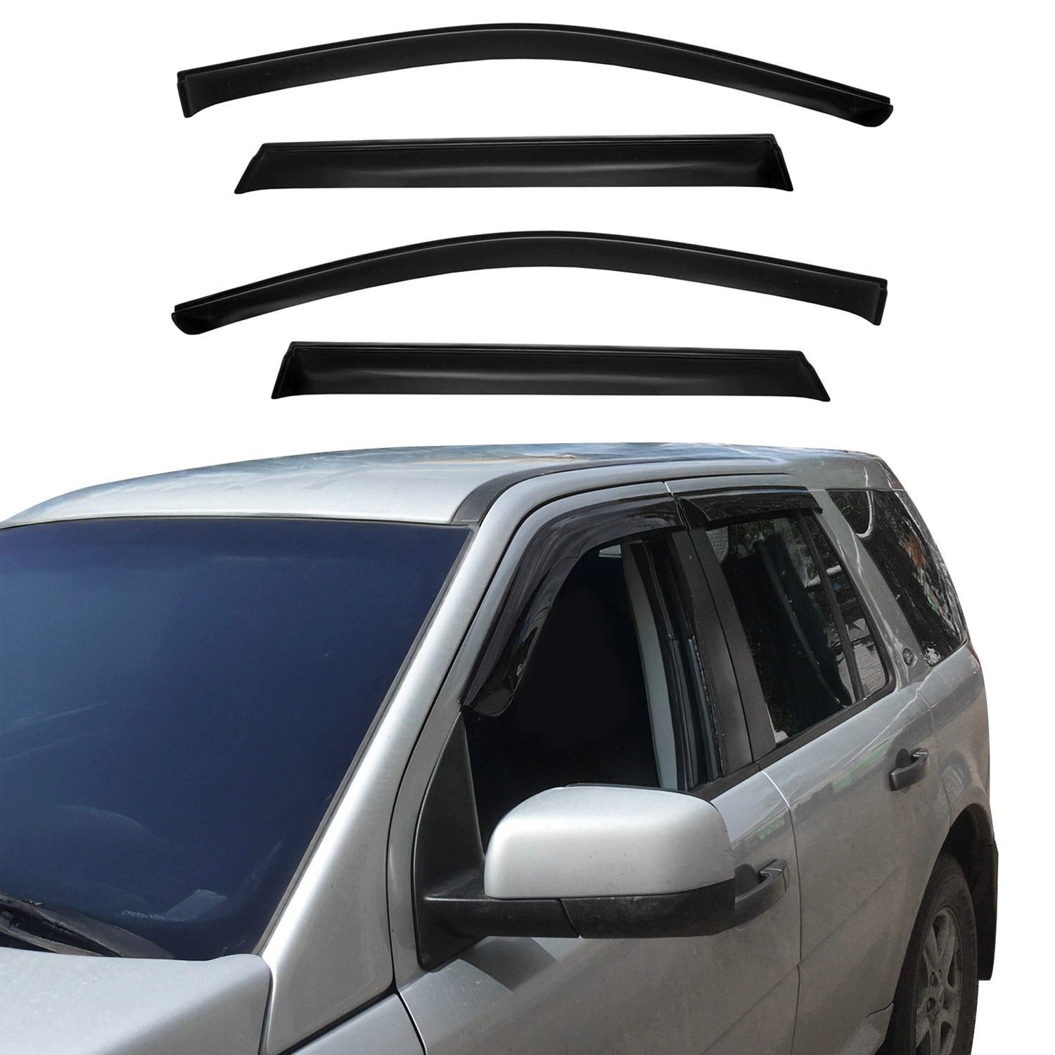 OMAC Lüftungsgitter Windabweiser für VW Touareg 2018-2025 Dunkel Acryl 4tlg, Aerodynamisch, Einfache Montage, Waschstraßenfest