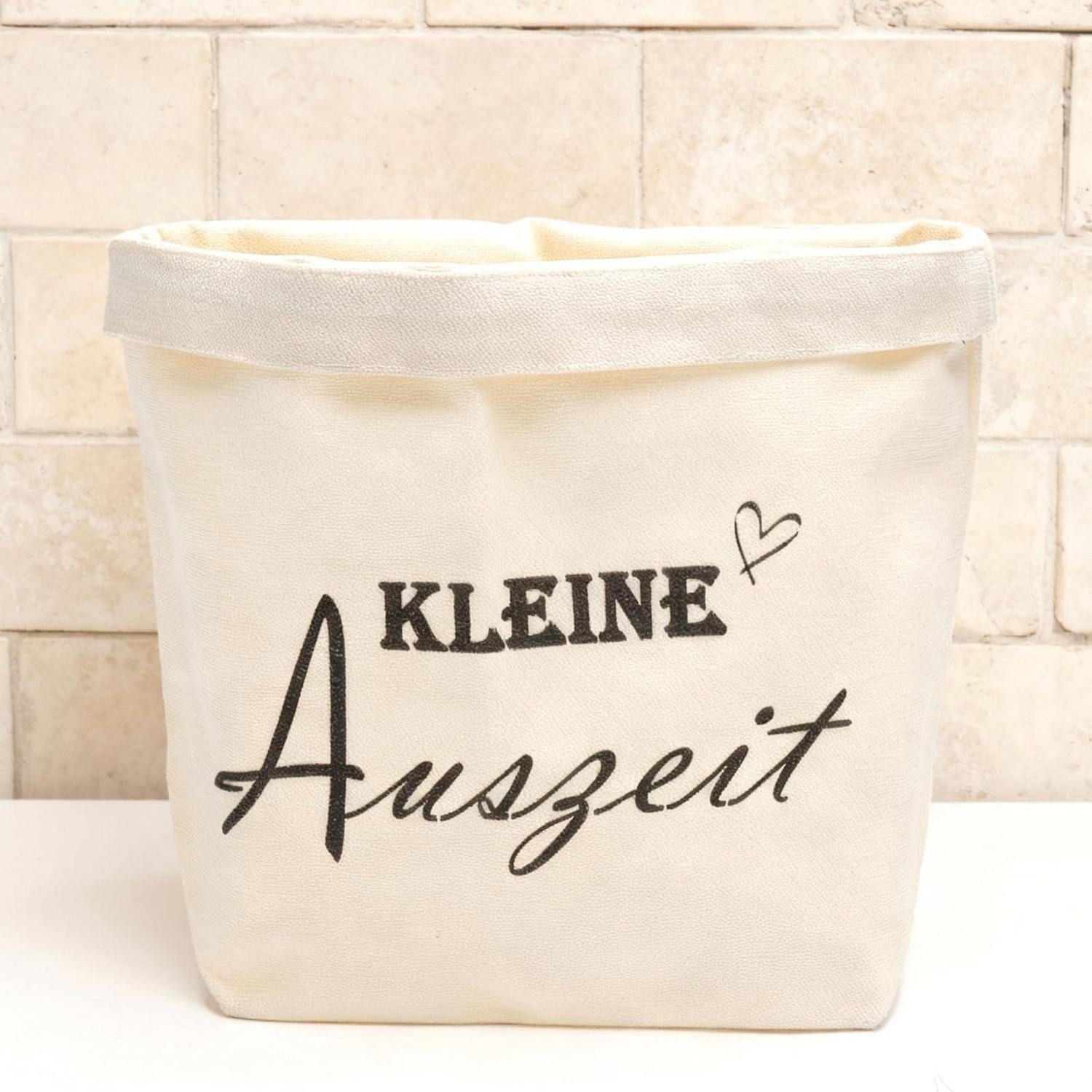 LuxusKollektion Aufbewahrungskorb Geschenkkorb Canvas mit Herzmotiv "Kleine Auszeit"