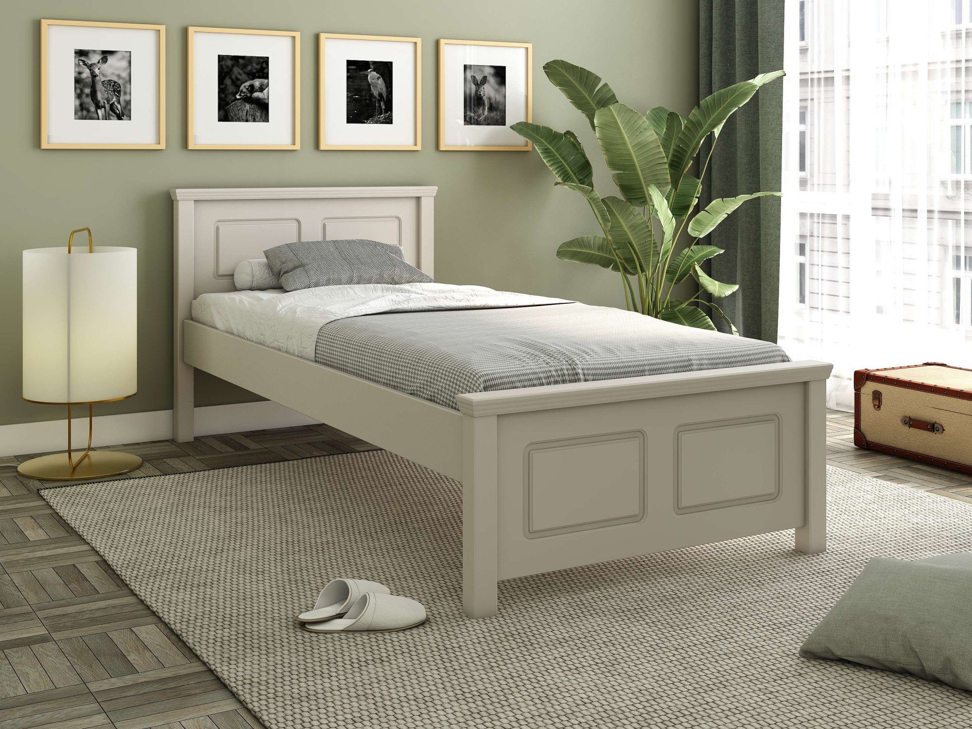 OTTO home Massivholzbett ERIK', Made in Europe, optional mit Schublade, Massivholz Kiefer (FSC® zertifiziert), in mehreren Größen, Landhausstil mit Kassettenoptik