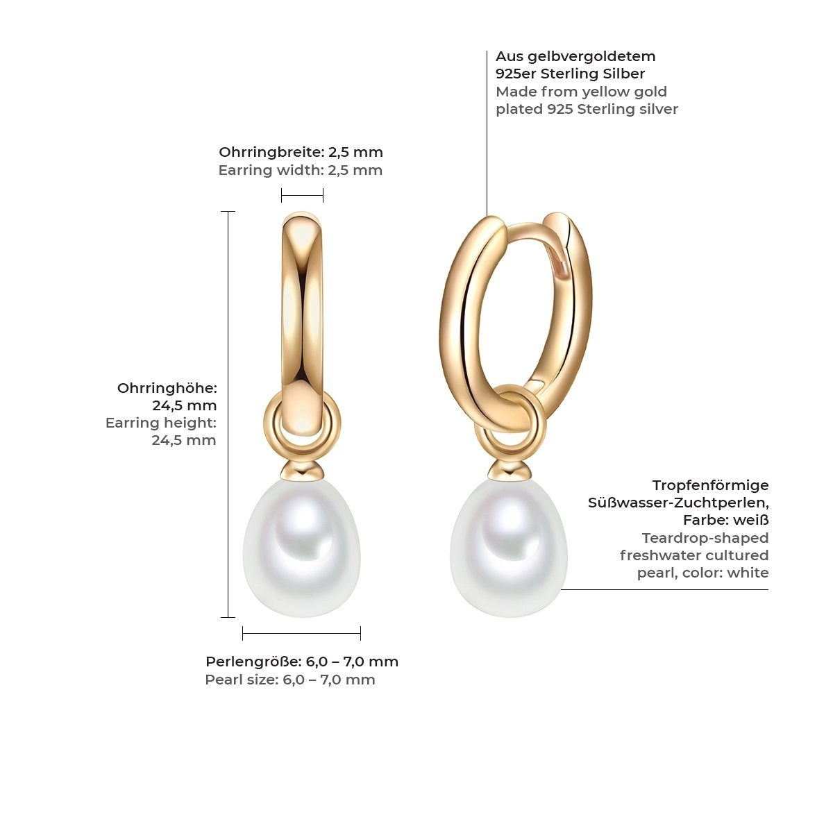 Valero Pearls Paar Creolen gelbgold, mit Süßwasser-Zuchtperlen günstig online kaufen