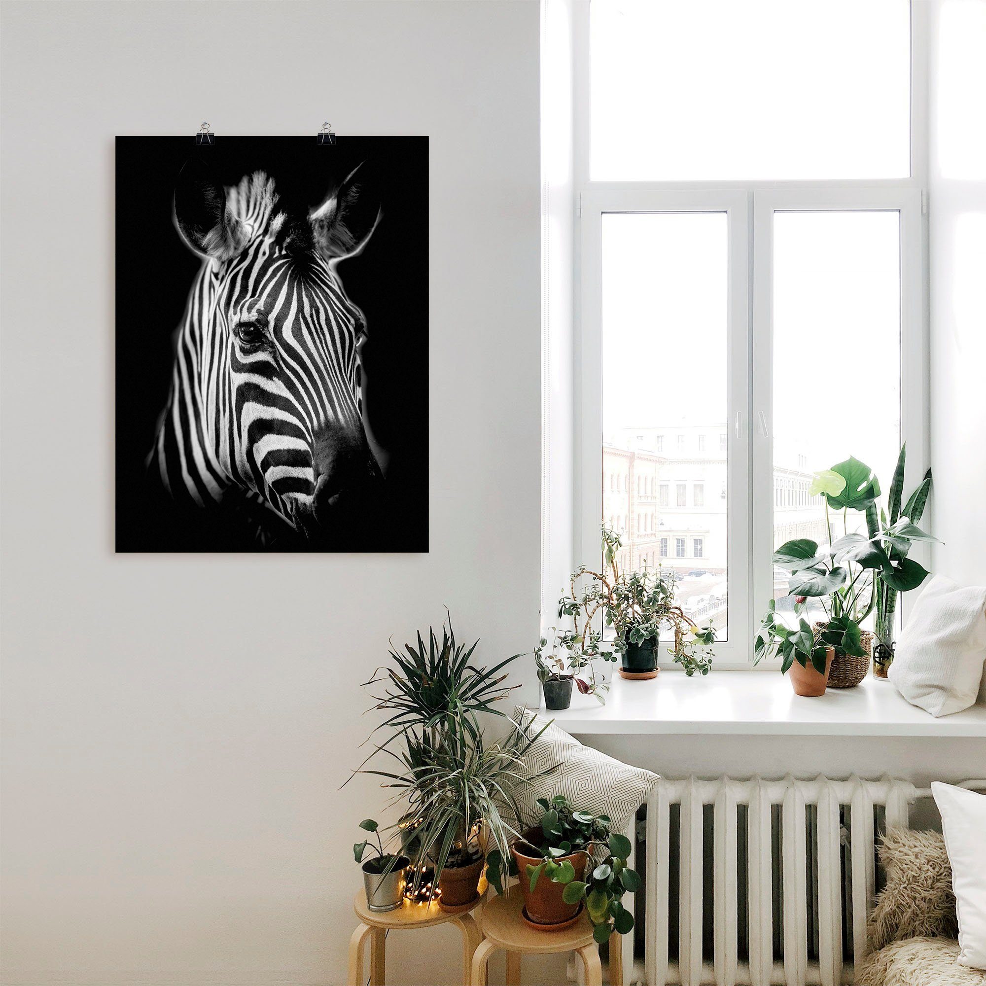 Alubild, Bilder St), in oder Wandaufkleber (1 Zebra, als Größen Artland Wandbild versch. Zebra Leinwandbild, Poster