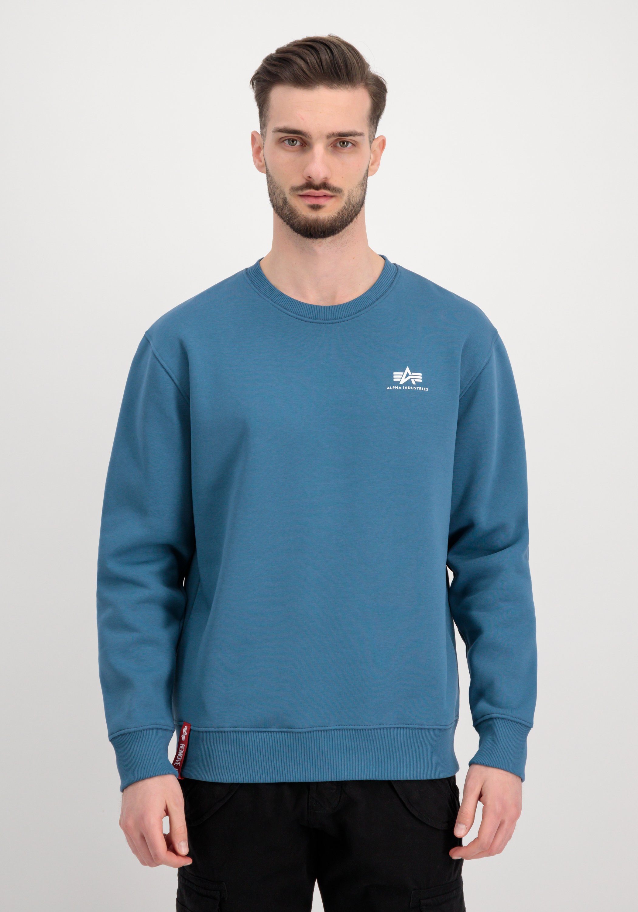 Sweatshirts Alpha Alpha Sweater Small Logo Industries Industries Basic Sweater - marine vintage Men