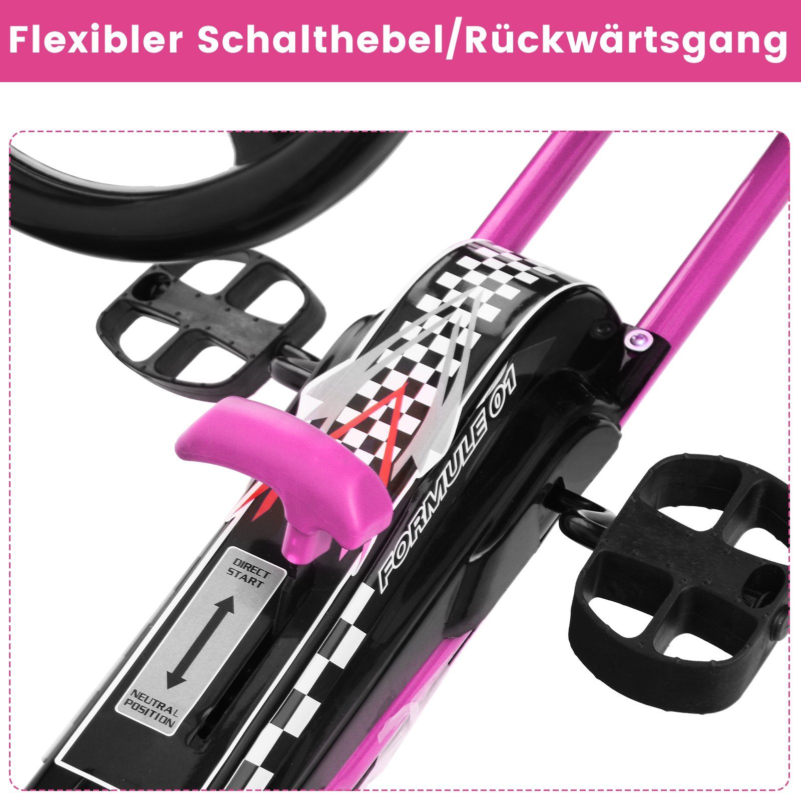 COSTWAY Go-Kart Tretauto, Pedalfahrzeug, mit Handbremse, verstellbarer Sitz
