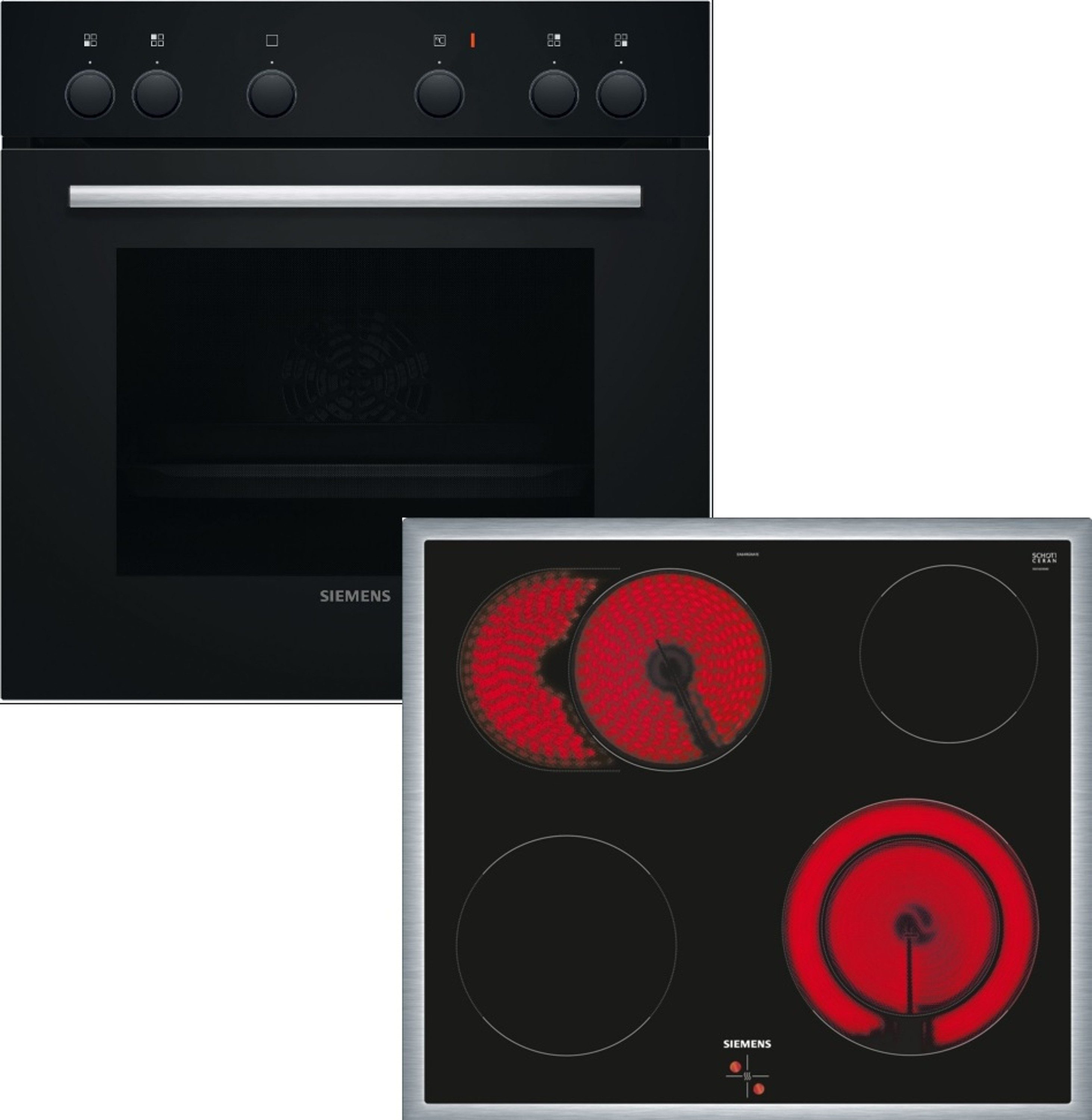 SIEMENS Elektro-Herd-Set iQ100 iQ100, iQ300, mit Auszug nachrüstbar, Gleichmäßige Hitzeverteilung, Schnellaufheizung