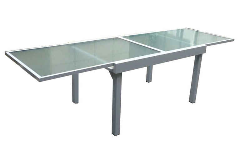 Gravidus Gartentisch Ausziehtisch Esstisch Tisch Tafel Garten Terrasse Aluminium Glas