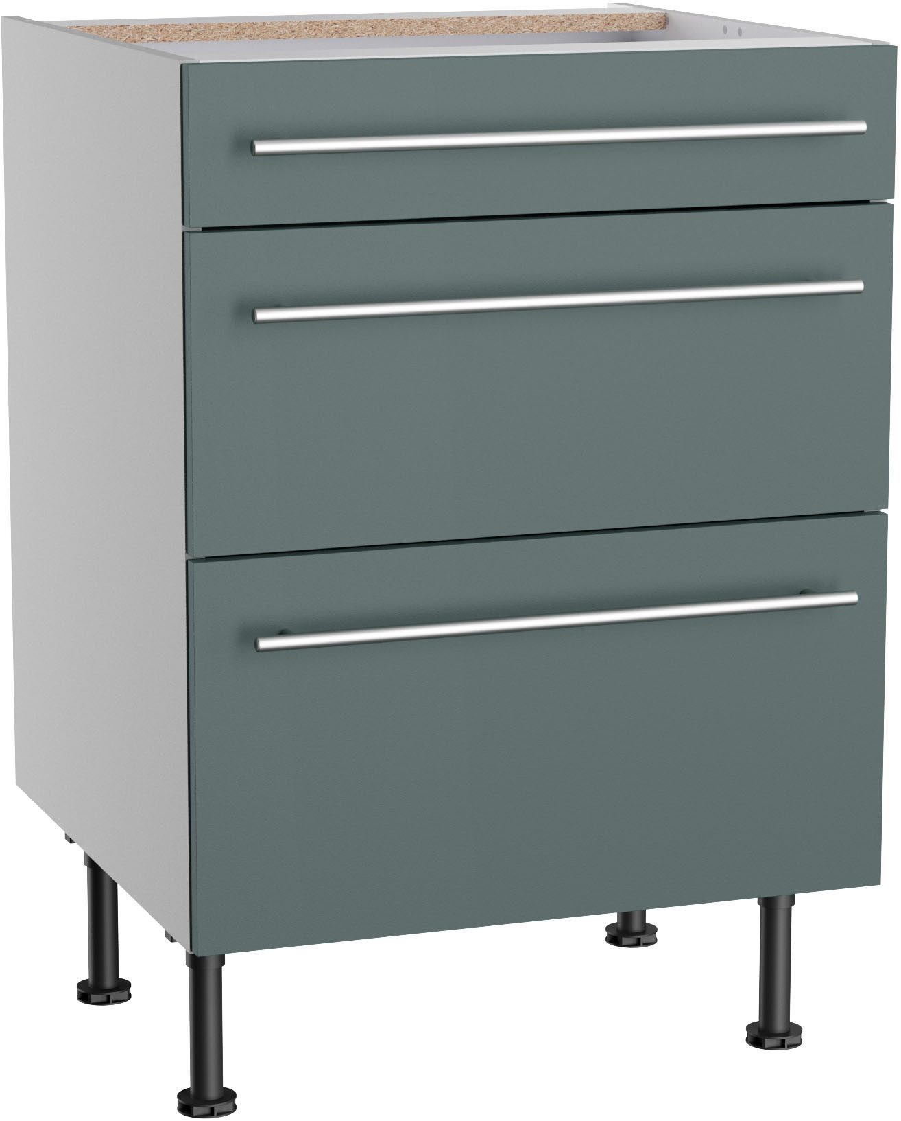 KOCHSTATION Unterschrank KS-Bern2 Breite 60 cm, 1 Schubkasten, 2 Auszüge