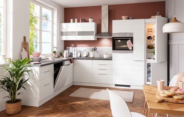 Kochstation Küche KS-Luhe, Stellbreite 240x330 cm, wahlweise mit oder ohne E-Geräten, MDF-Fronten