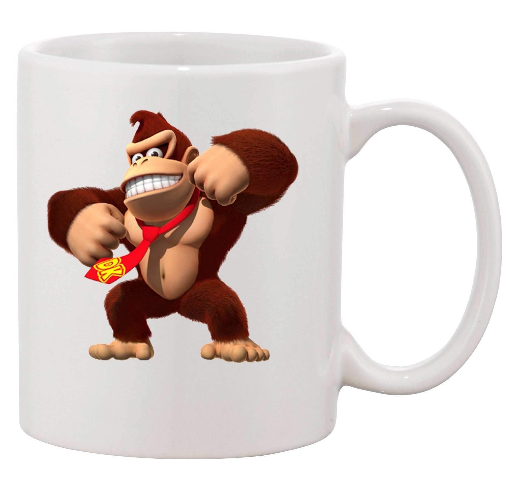 Blondie & Brownie Tasse Donkey Kong Gorilla Affe Nintendo in Schwarz und Weiß, Keramik, Spühlmaschinenfest Weiss XXL (600ml)