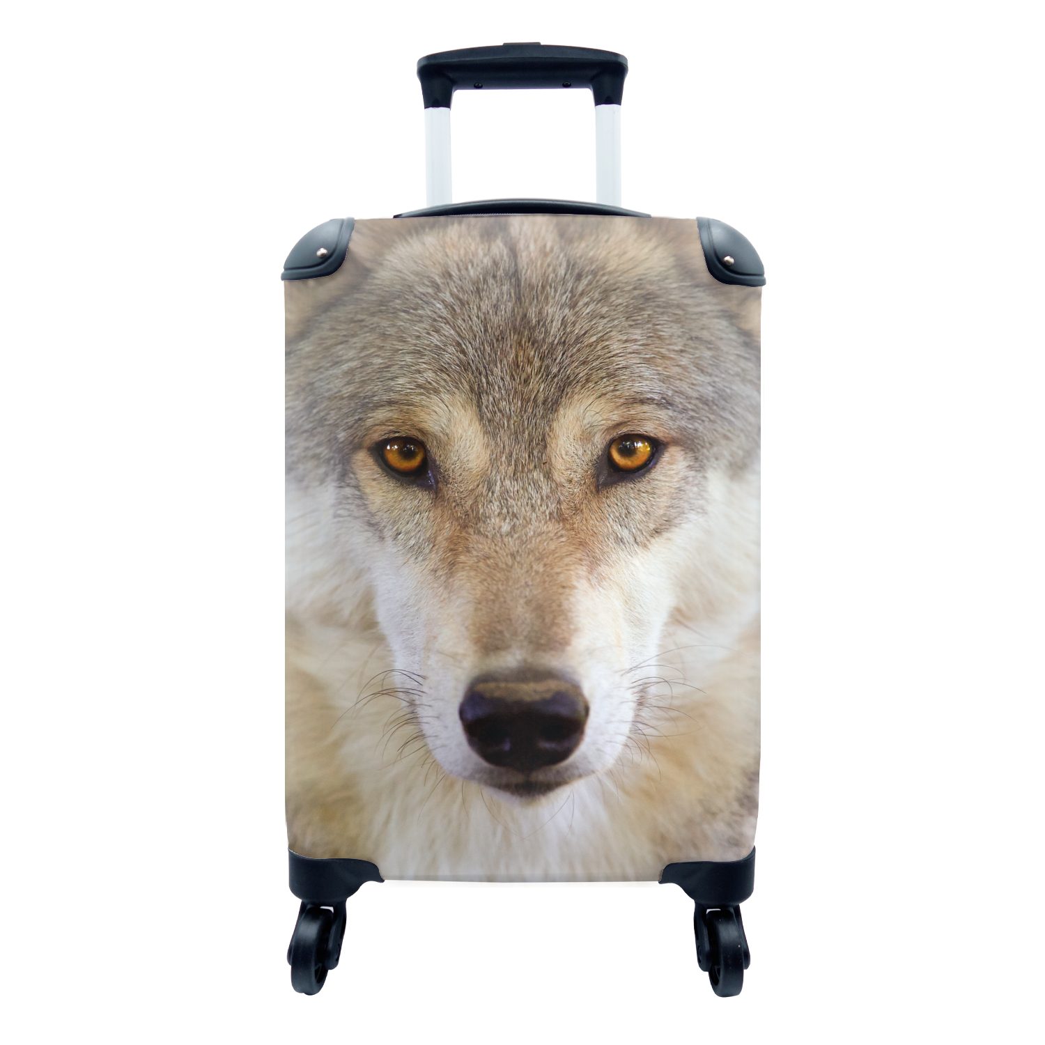 MuchoWow Handgepäckkoffer Wolf - Tiere - für rollen, mit Braun, Rollen, Reisekoffer 4 Handgepäck Trolley, Ferien, Reisetasche