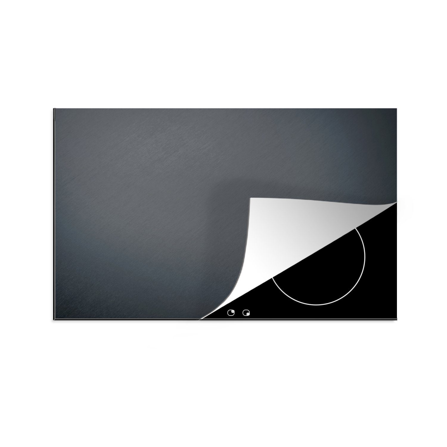 MuchoWow Herdblende-/Abdeckplatte Metallic-Druck - Grau - Schwarz - Weiß, Vinyl, (1 tlg), 81x52 cm, Induktionskochfeld Schutz für die küche, Ceranfeldabdeckung