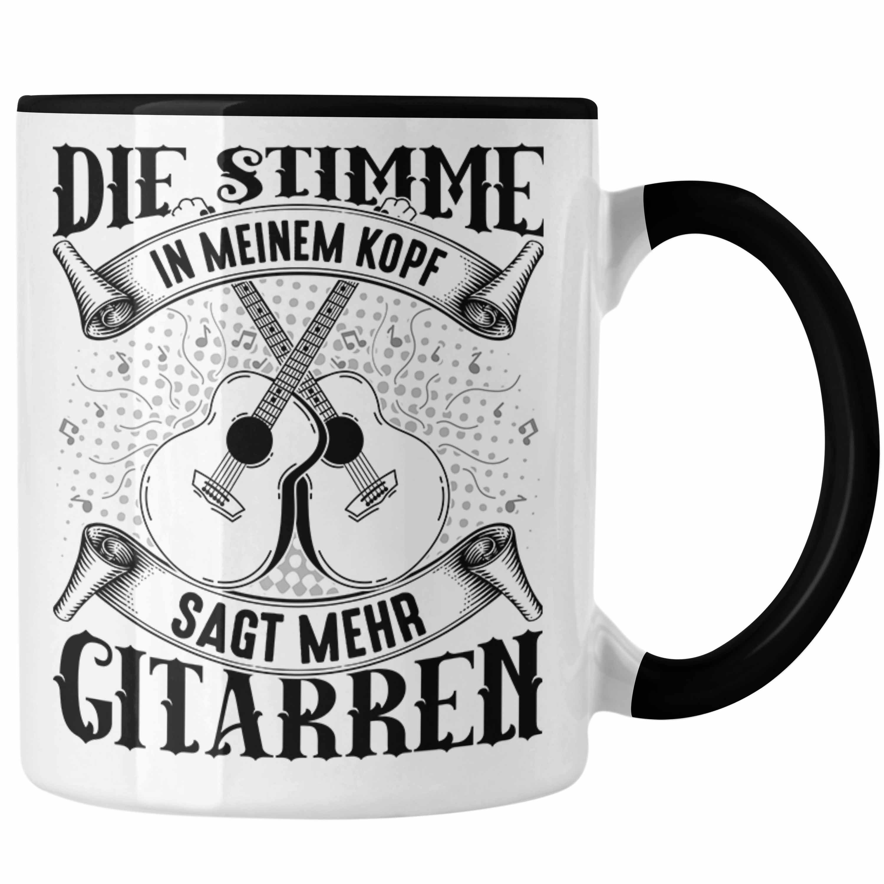 Geschenk Tasse Tasse Gitarre Kaffee-Bech Spruch Gitarrenspieler Trendation Geschenkidee Schwarz