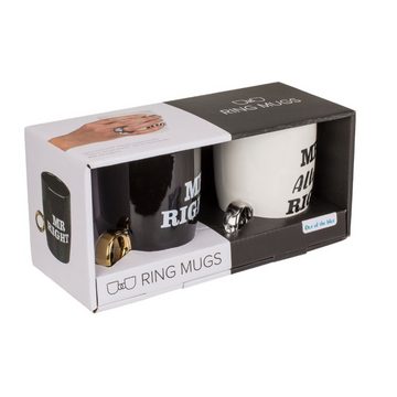 ReWu Becher Keramik BEcher Mr. Right & Mrs Always mit Ring Griff 2er Set