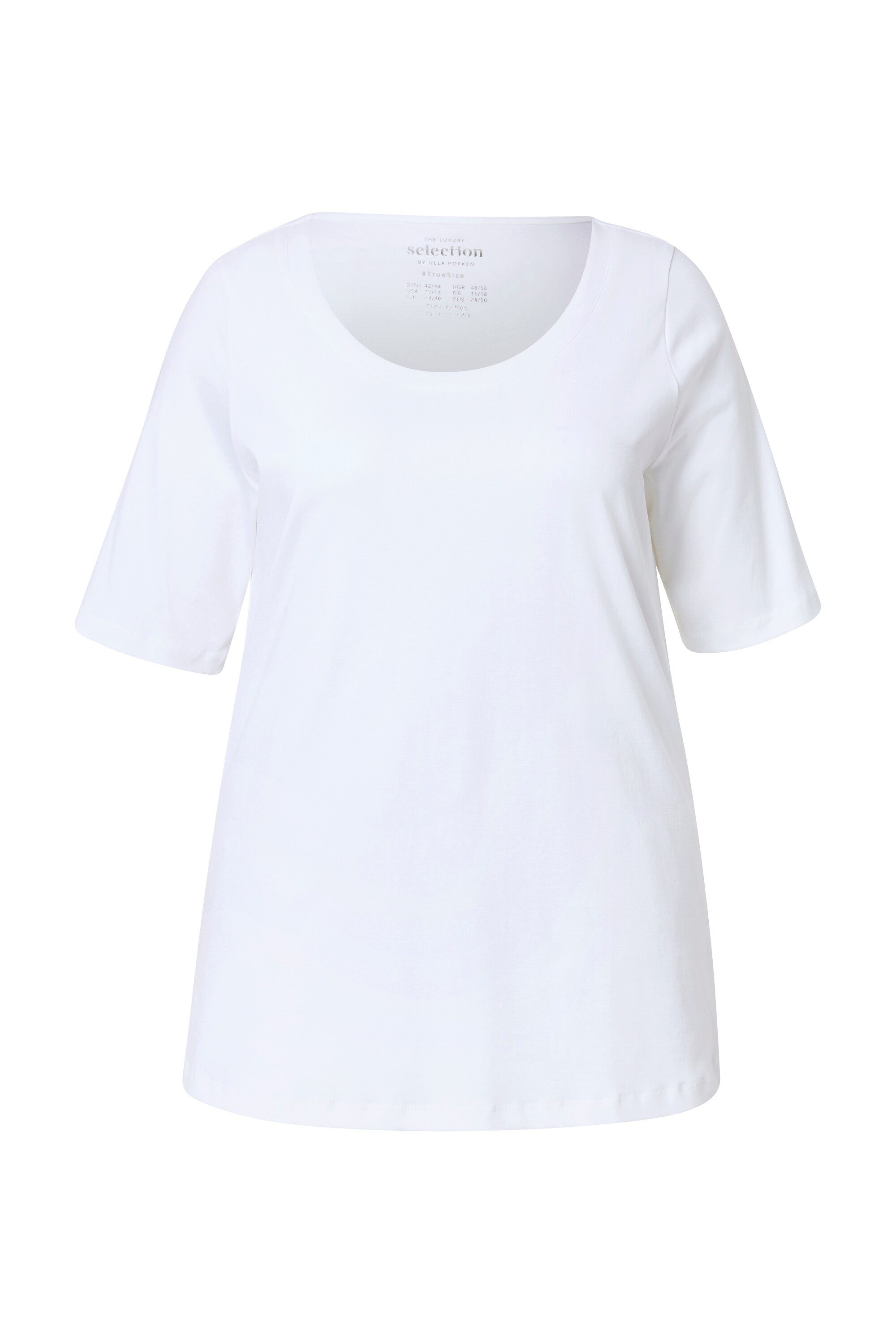 Ulla Popken T-Shirt Pima Cotton Shirt A-Linie Rundhals Halbarm günstig online kaufen