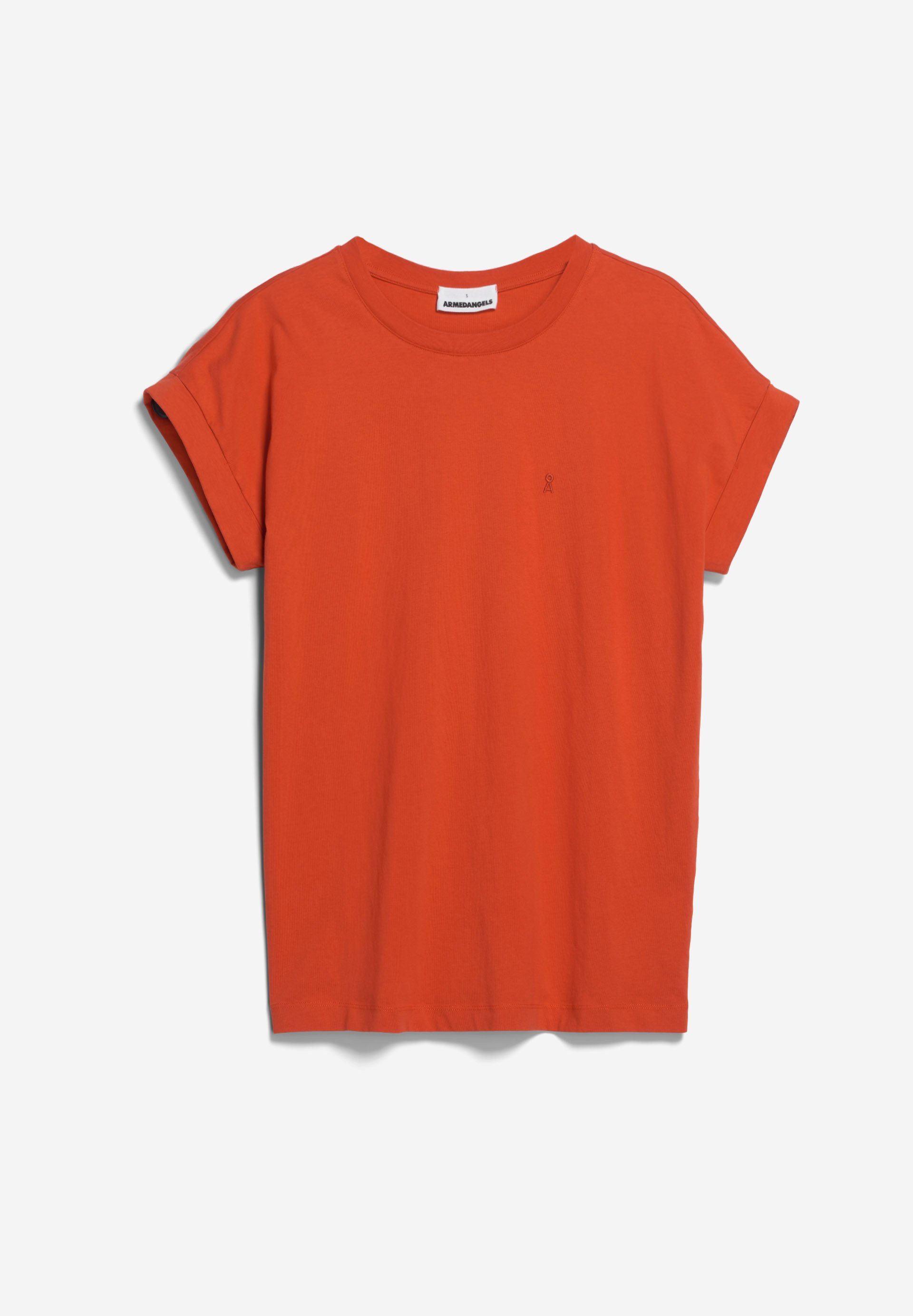 Armedangels T-Shirt IDAARA Damen T-Shirt emergency Bio-Baumwolle Fit (1-tlg) Details Keine aus red Loose