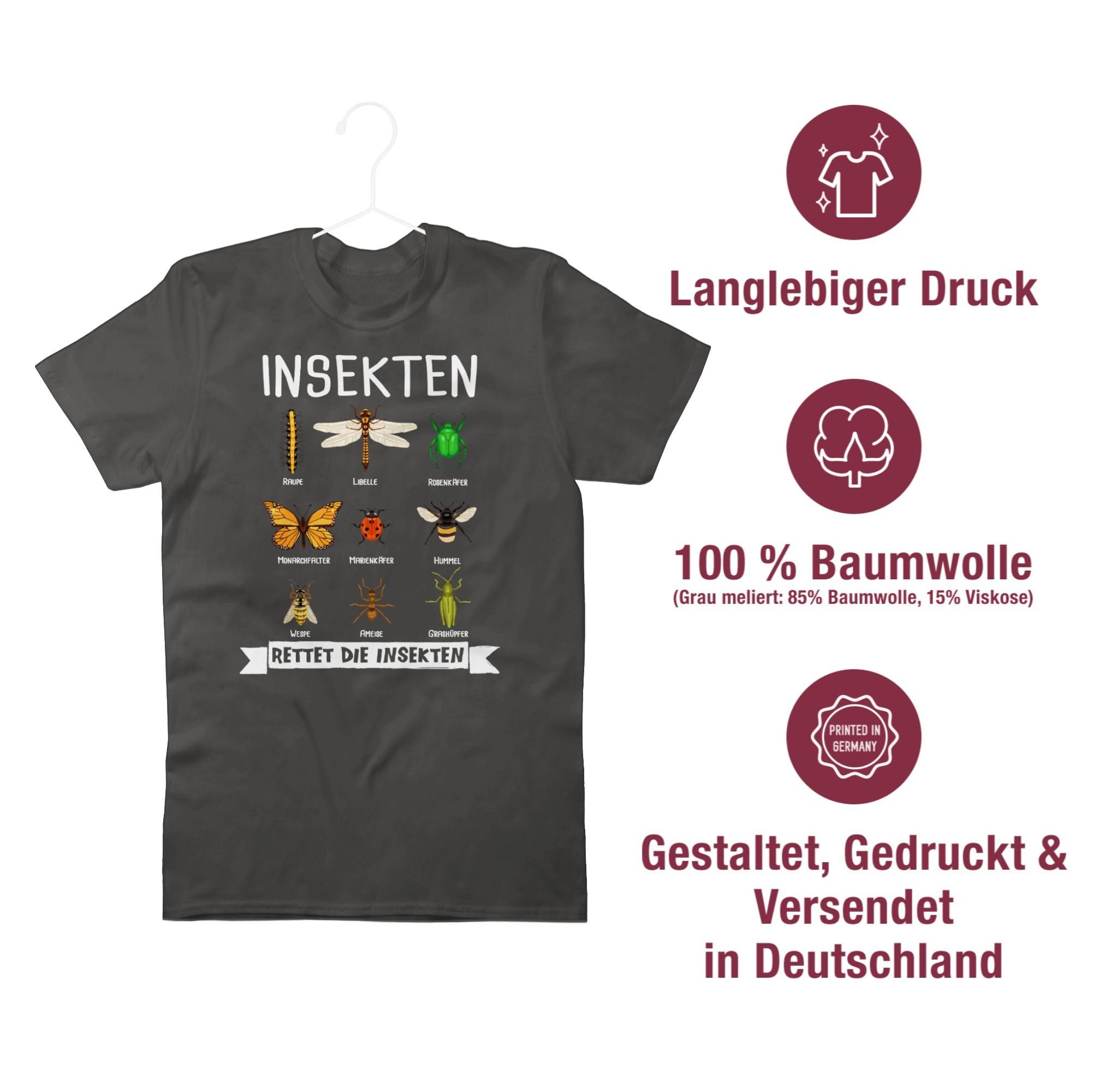 Insekten Dunkelgrau die Rettet Zubehör Tiere Shirtracer 01 T-Shirt