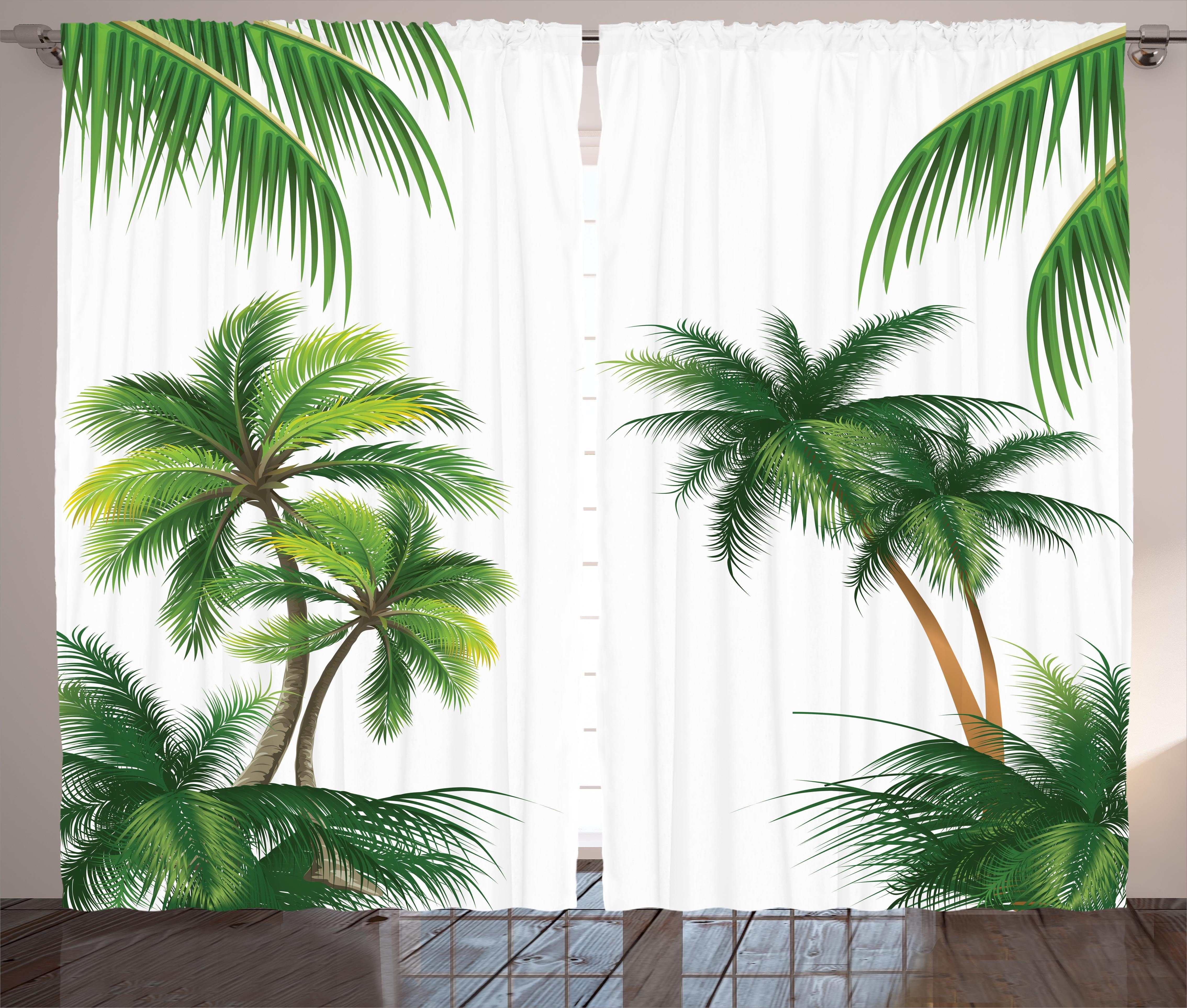 Gardine Schlafzimmer Kräuselband Vorhang mit Schlaufen und Haken, Abakuhaus, Wendekreis Kokospalme Pflanzen