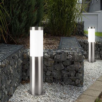 etc-shop LED Wandstrahler, Leuchtmittel inklusive, Kaltweiß, Warmweiß, Neutralweiß, Tageslichtweiß, Farbwechsel, Smart Außen Steh Leuchte Edelstahl Sockel Lampe Garten