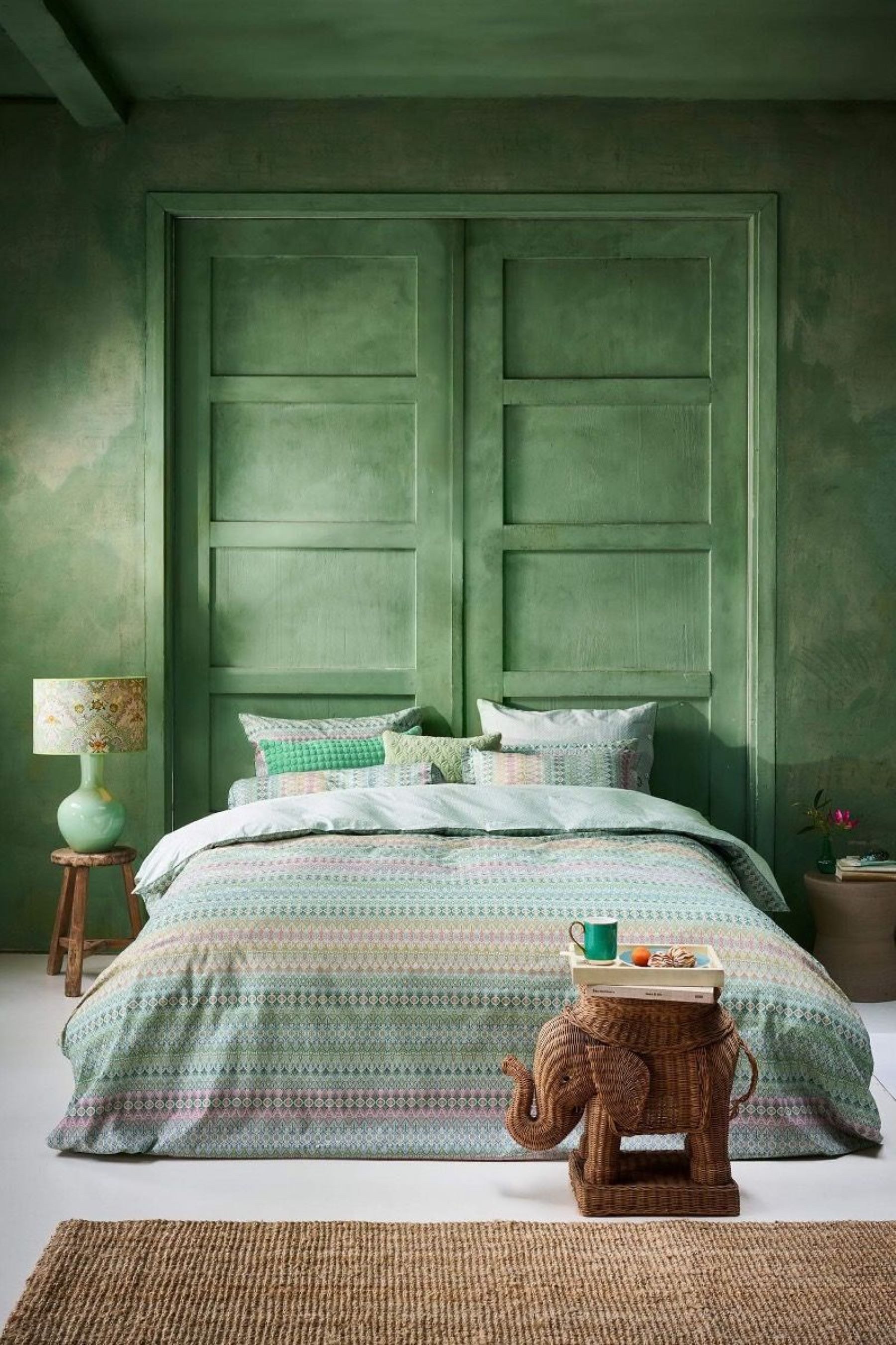 PiP Studio Bettwäsche PIP Studio Perkal Bettwäsche 135x200 Ashanti Green Streifen Ornamente, Perkal, 2 teilig, fein gewebter 100% Baumwollperkal