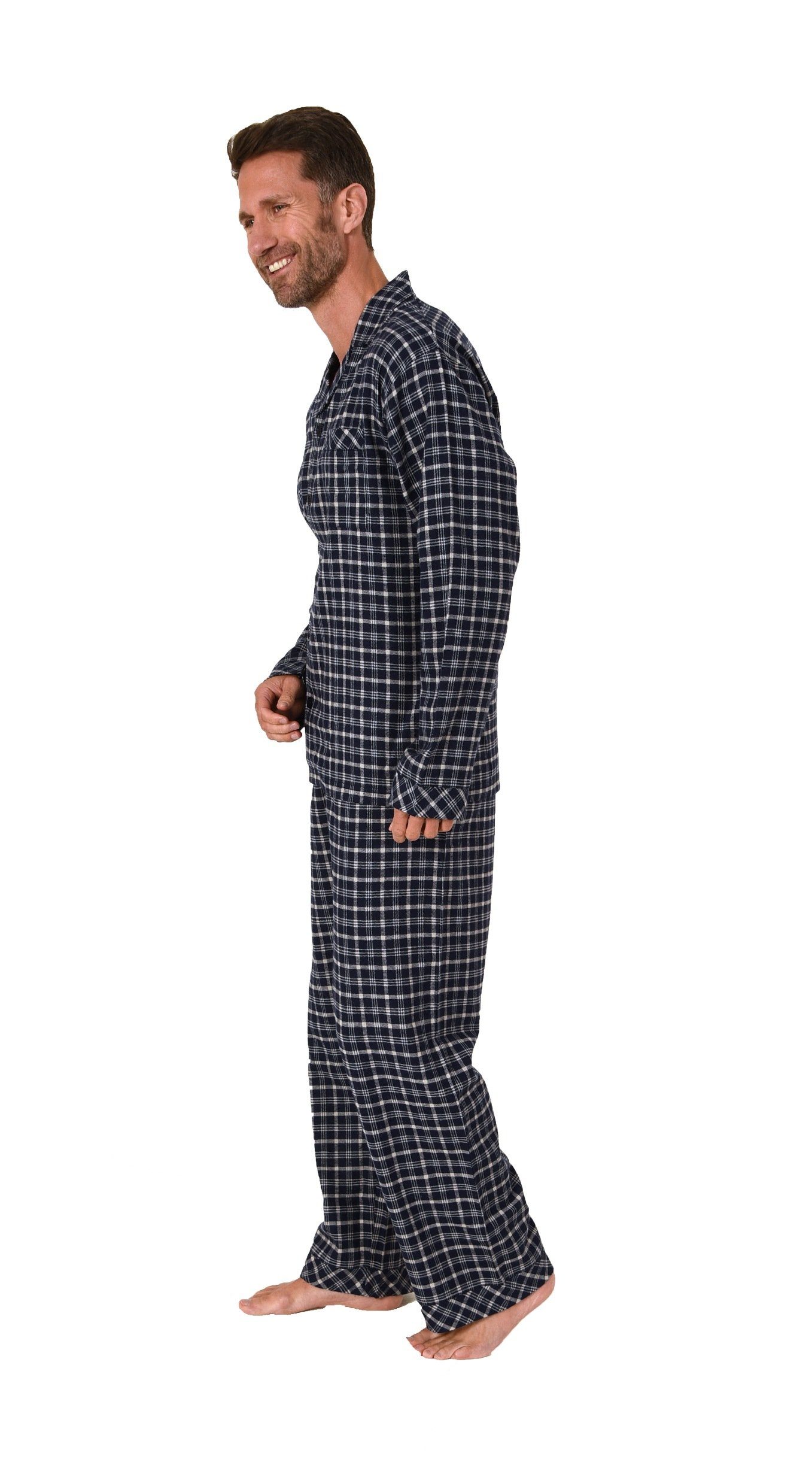 Trend by Normann Pyjama Herren Flanell Pyjama Schlafanzug zum durchknöpfen  - auch in Übergrössen - 222 101 15 851