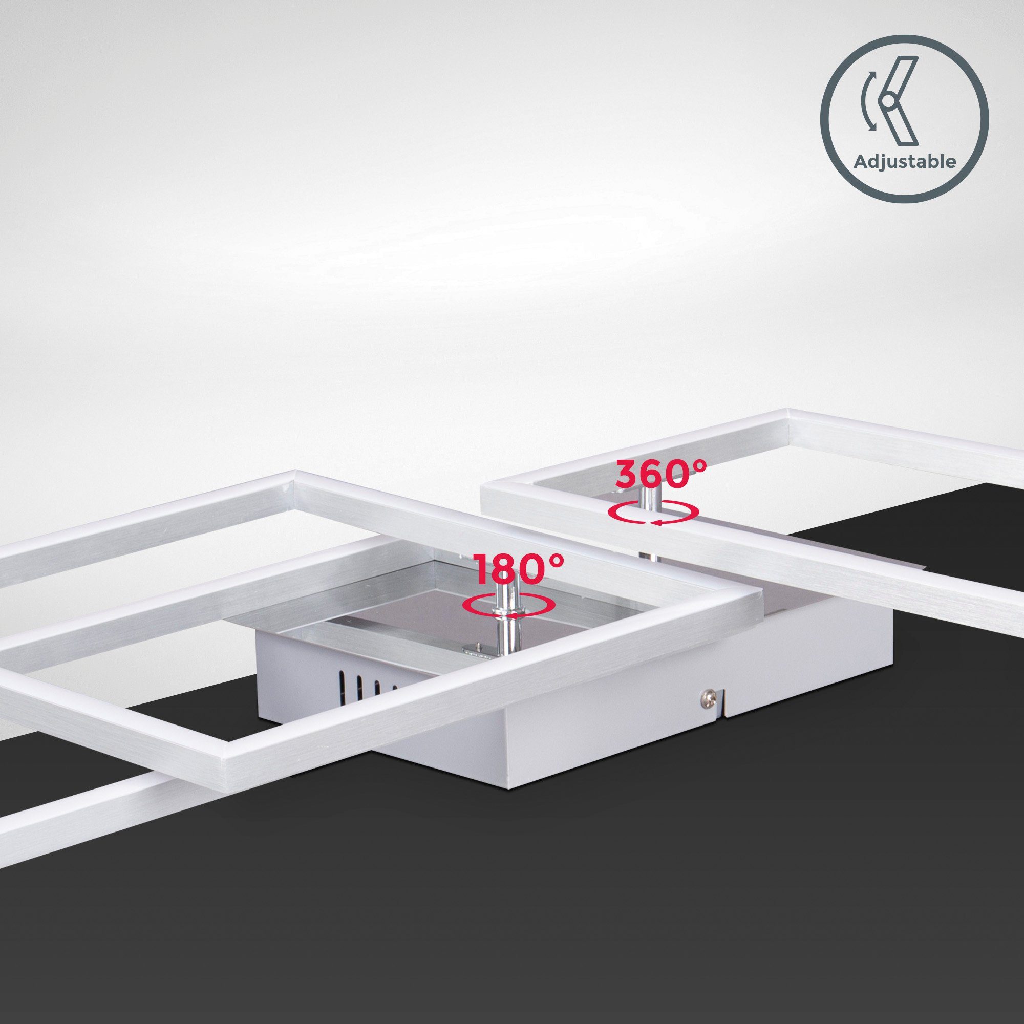 B.K.Licht LED integriert, Schwenkbar, 43,8 Deckenleuchte K LED-Frame, Büroleuchte, fest Watt, BK_FR1500 Chrom-Alu Warmweiß, Deckenlampe, 3.000 LED warmweiß