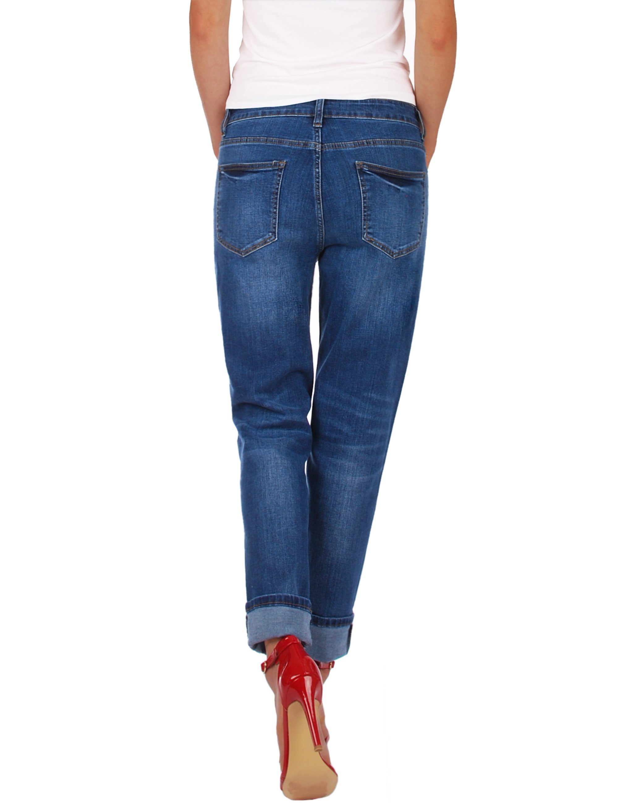 Boyfriend-Jeans Blau Stretch, 5-Pocket-Style Fraternel