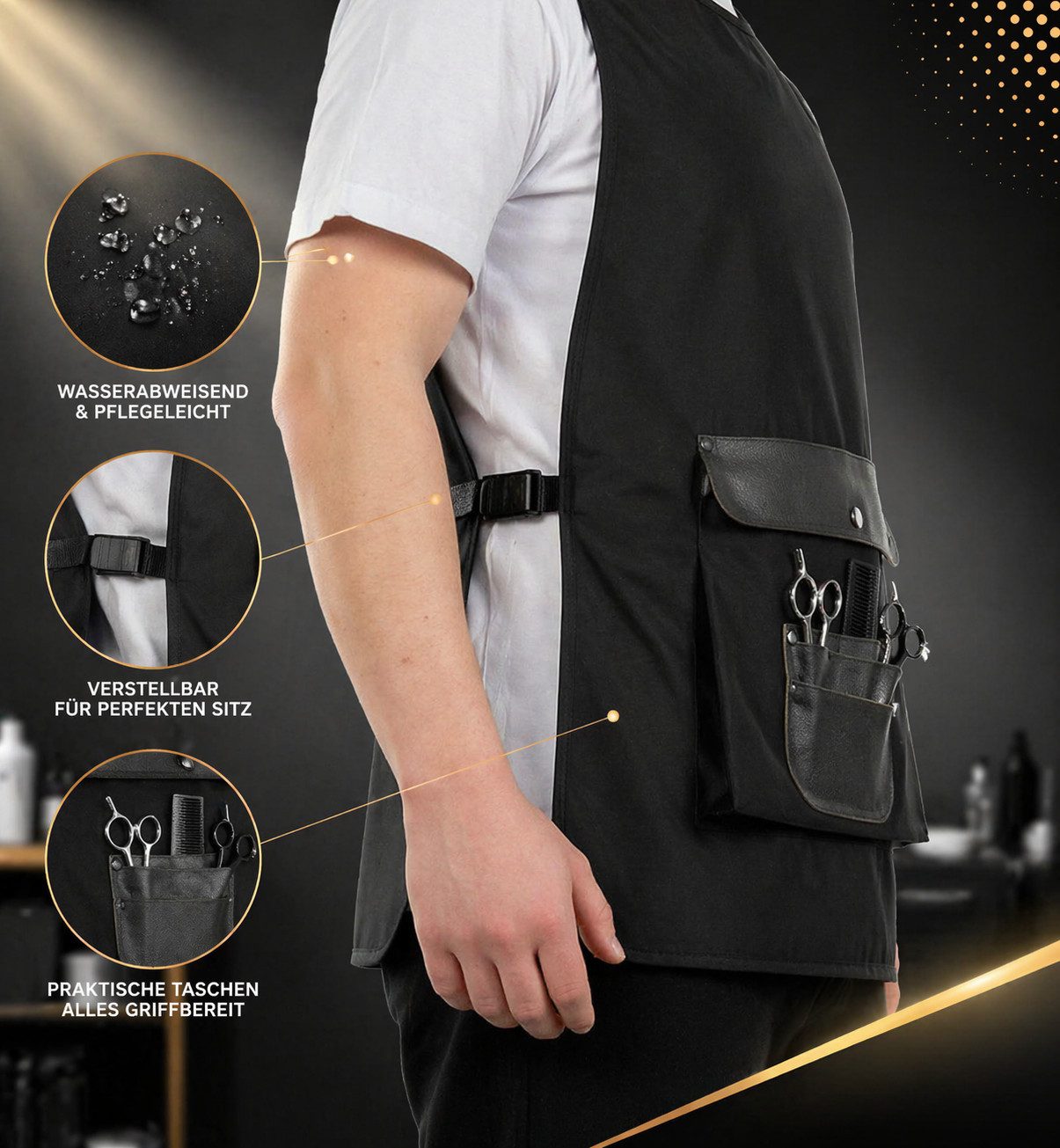 Joya Sports B.V. Kittelschürze Professionelle Friseurschürze – Wasserabweisend mit Taschen