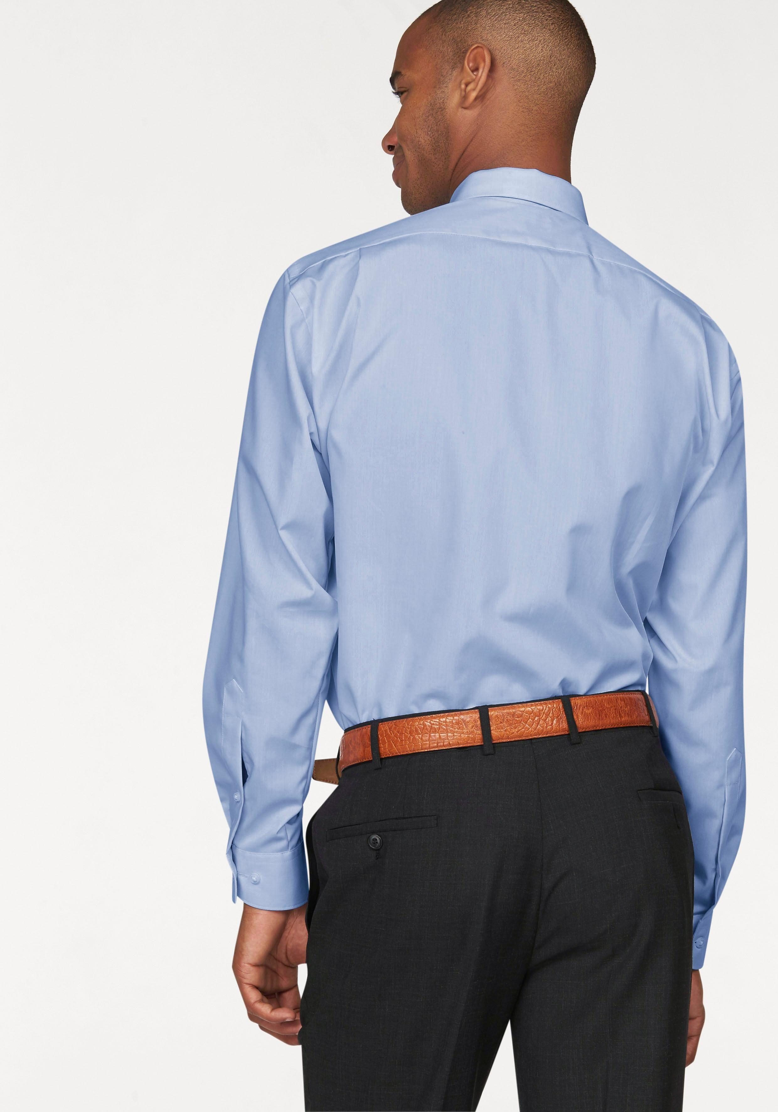 OLYMP Businesshemd Luxor Brusttasche, lange mit extra hellblau fit Ärmel, modern bügelfrei, unifarben