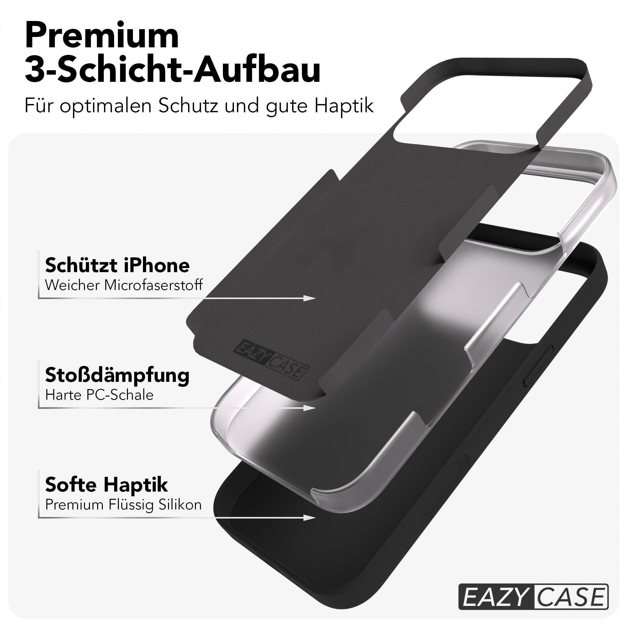 EAZY CASE Handyhülle für Apple iPhone 18 Pro Max Premium Silikon 6,9 Zoll, Hülle mit Kameraschutz Bumper Silikonhülle stoßfest Slimcover Schwarz – Bild 5 von 5